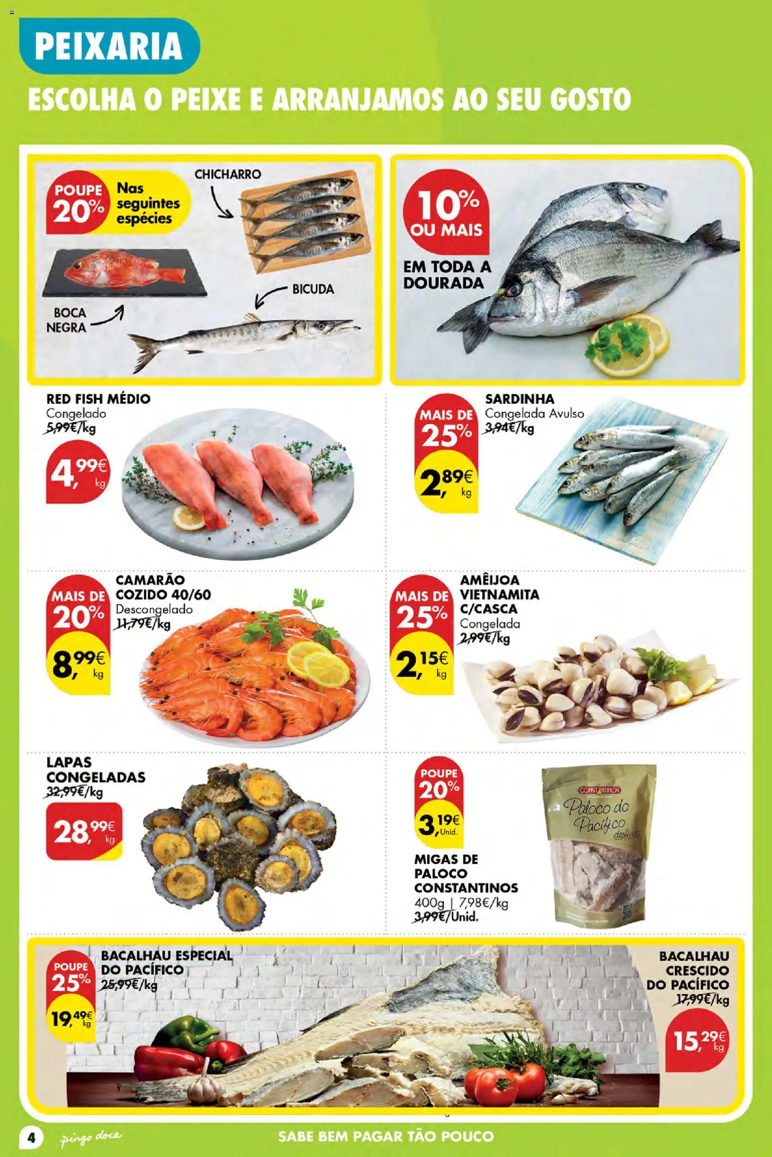 Pingo Doce Poupe Esta Semana Açores │ válido de 24/09/2026 | Página: 4 | Produtos: Dourada, Bacalhau, Camarão, Peixe
