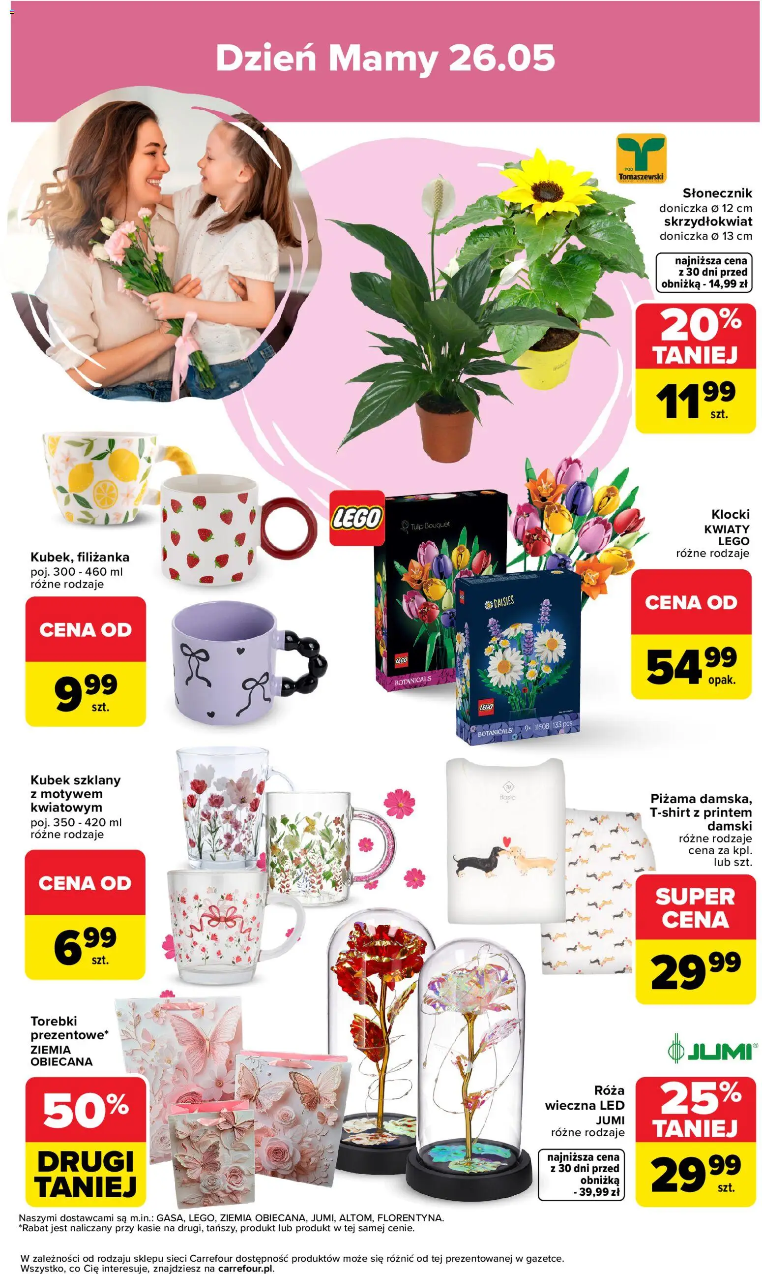 Carrefour gazetka - Dzień Mamy od 18.05.2026 | Strona: 3 | Produkty: Lego, Doniczka, Słonecznik, Torebki