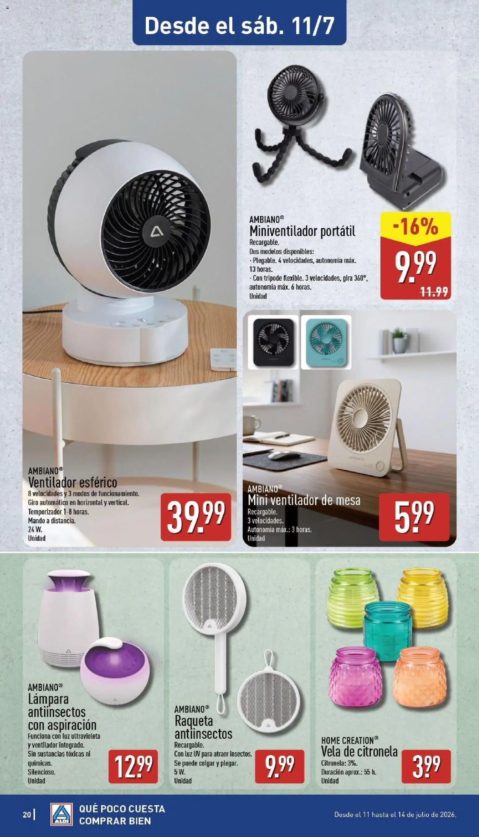 Aldi folleto Península │ válido desde el 06/07/2026 | Página: 20 | Productos: Portátil, Vela, Ventilador, Mesa