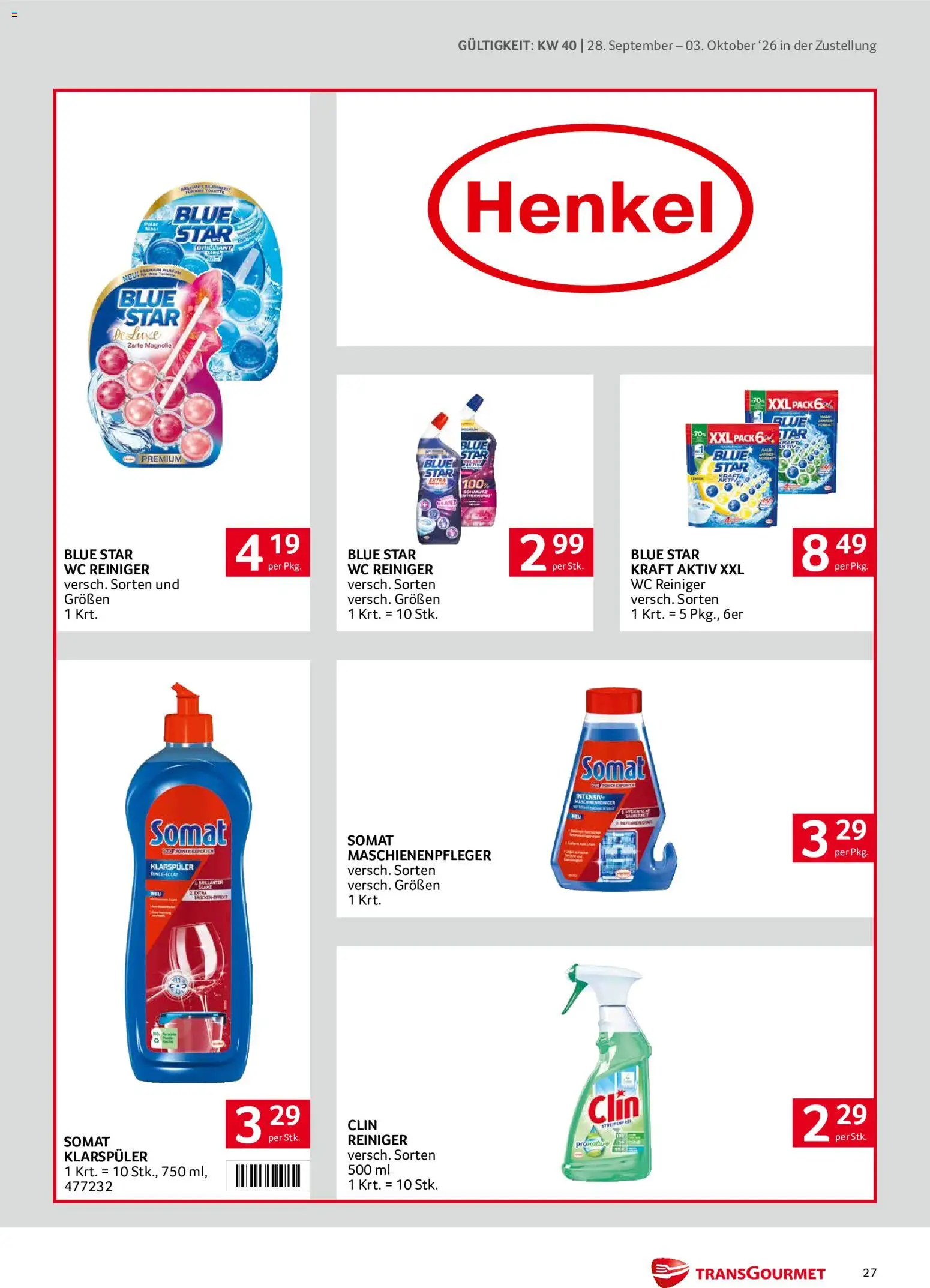 Transgourmet Zustellaktion gültig ab 28.09.2026 | Seite: 27 | Produkte: Klarspüler