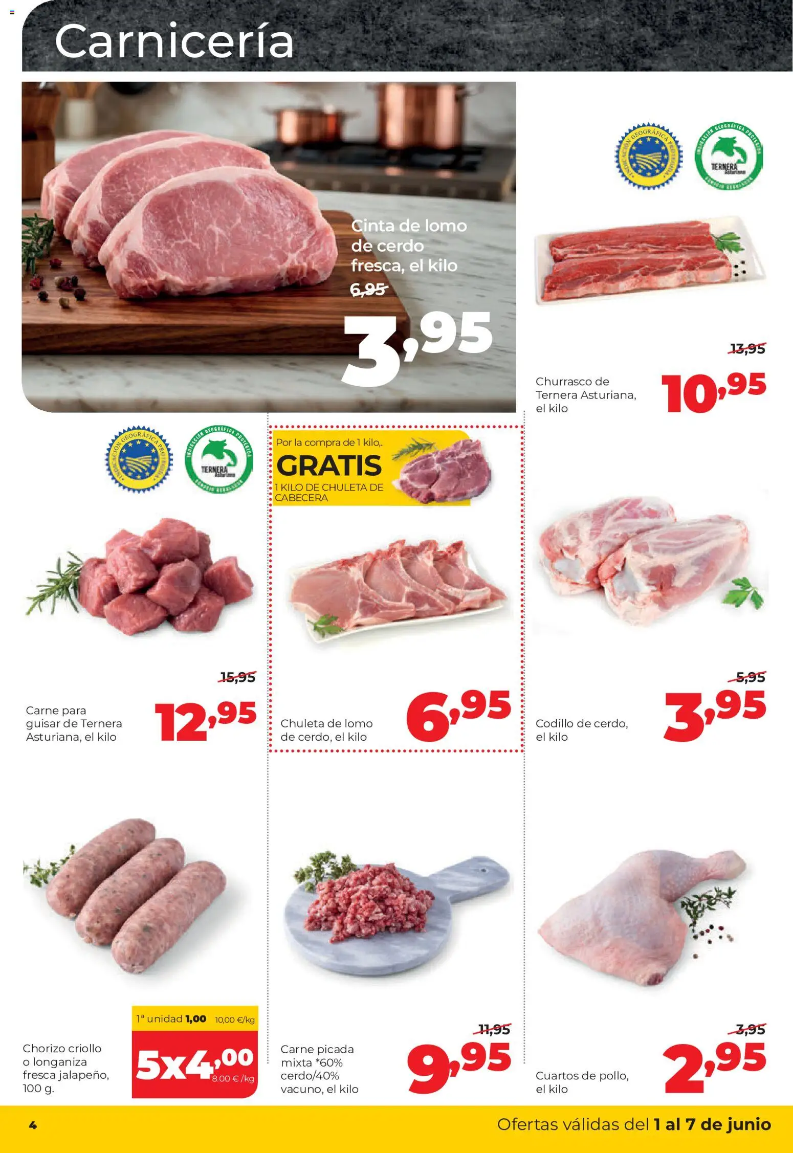 Alimerka folleto Asturias │ válido desde el 01.06.2026 | Página: 4 | Productos: Cerdo, Longaniza