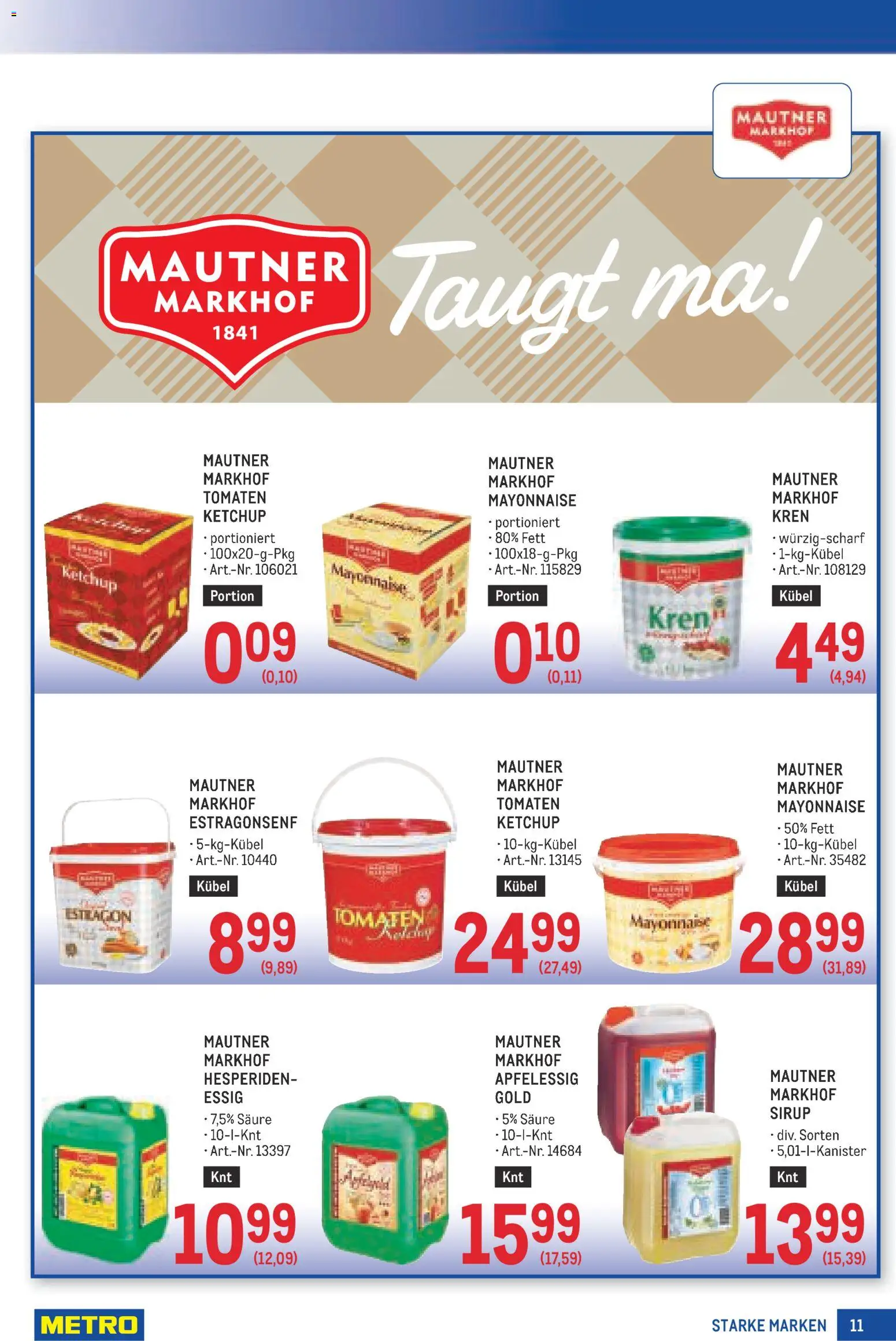 Metro angebote Starke Marken gültig ab 11.06.2026 | Seite: 11 | Produkte: Ketchup, Mayonnaise, Tomaten