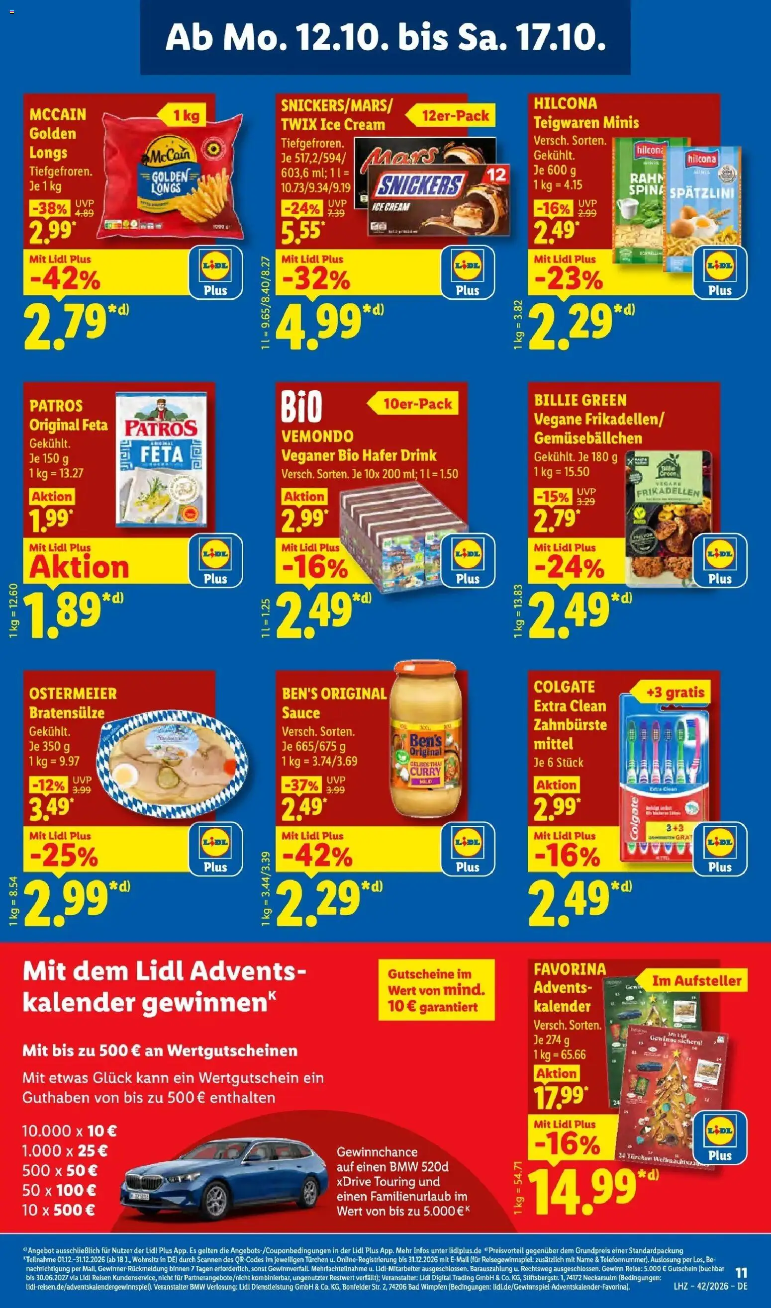 Lidl Prospekt Saarbrücken (ab 12.10.2026) zum Blättern » Angebote | Seite: 21 | Produkte: Feta, McCain, Snickers, Pasta