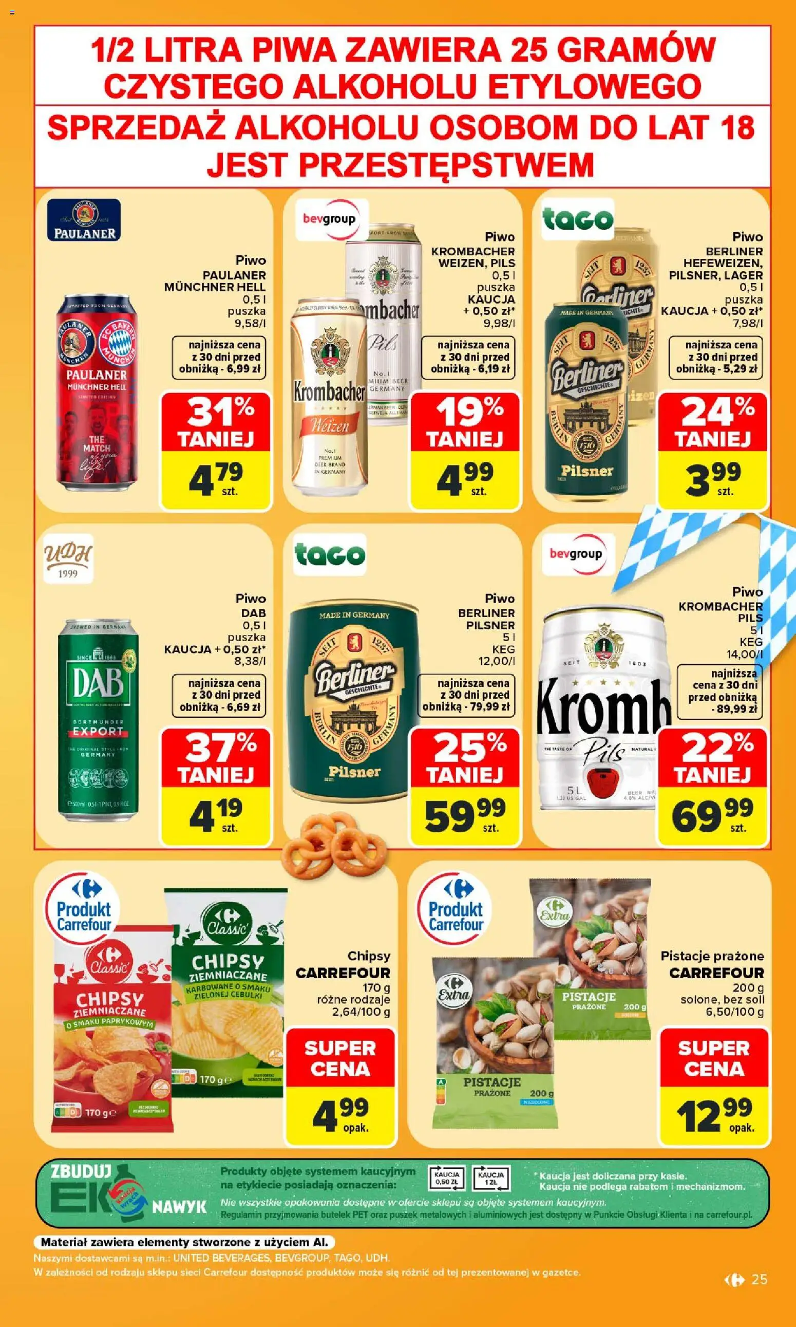 Carrefour gazetka od 14.09.2026 | Strona: 27 | Produkty: Chipsy, Pistacje, Chipsy ziemniaczane, Piwo