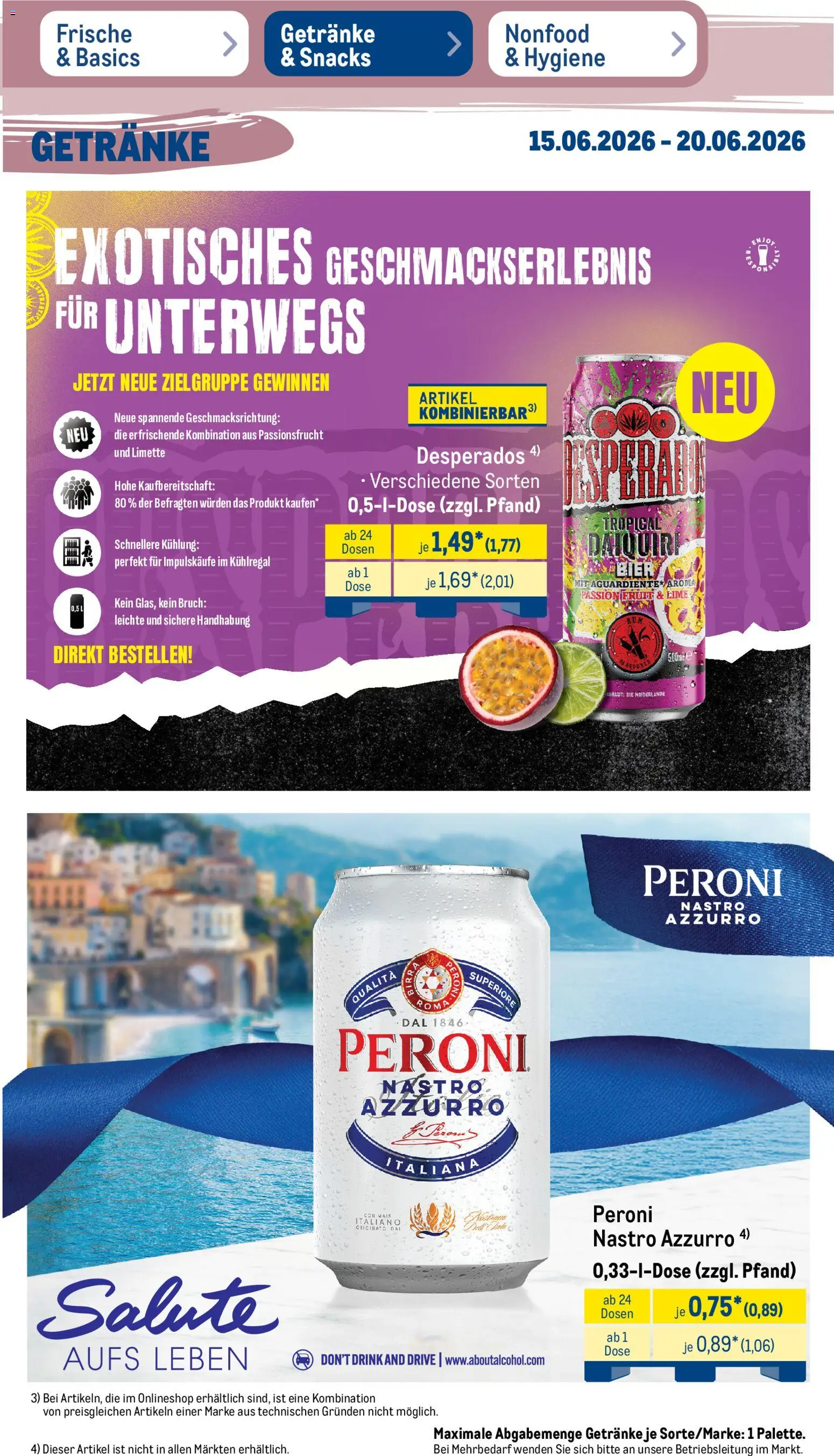 Metro Non Food & Hygiene – gültig ab 15.06.2026 | Seite: 25 | Produkte: Bier, Desperados, Limette
