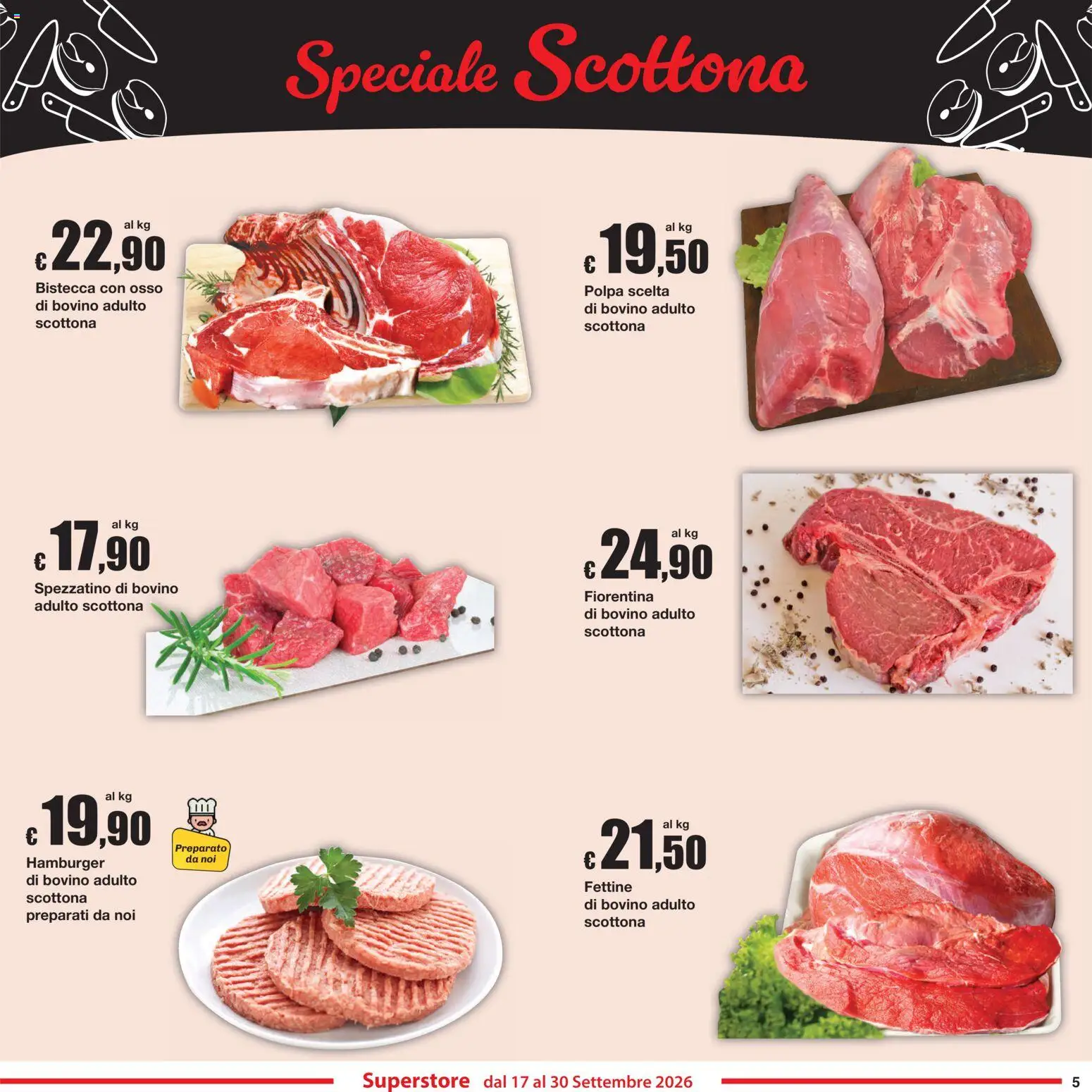 Volantino Sì con Te del 17/09/2026 | Pagina: 5 | Prodotti: Bovino, Hamburger, Bistecca