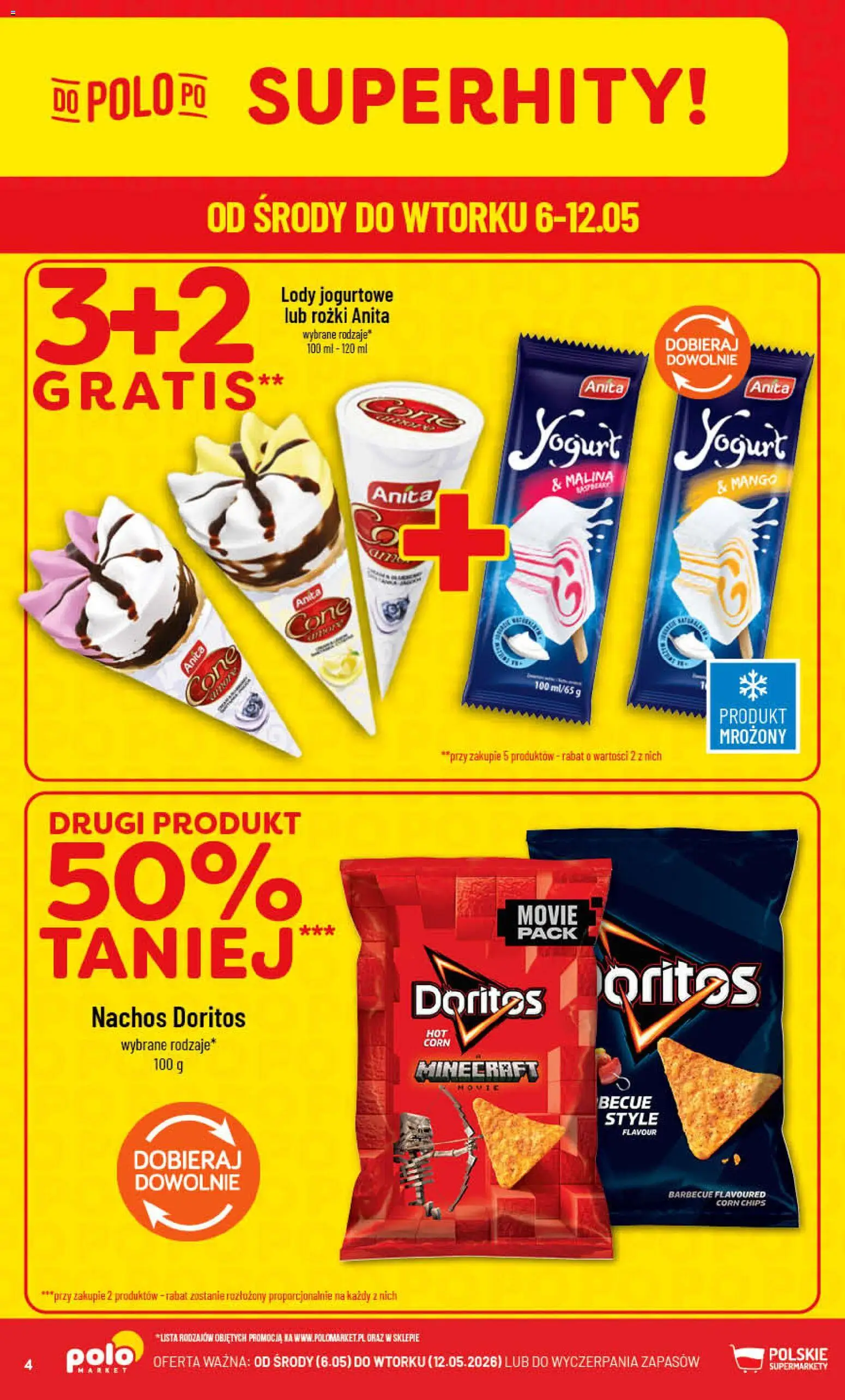POLOmarket gazetka od 06.05.2026 | Strona: 4 | Produkty: Mango, Malina, Doritos, Lody