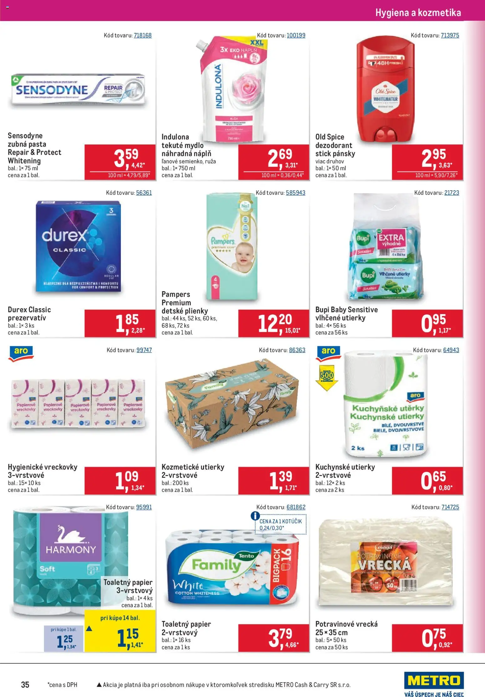 Nové Metro akcie – leták je platný od 06.05.2026 | Strana: 35 | Produkty: Old Spice, Zubná pasta, Plienky, Pampers