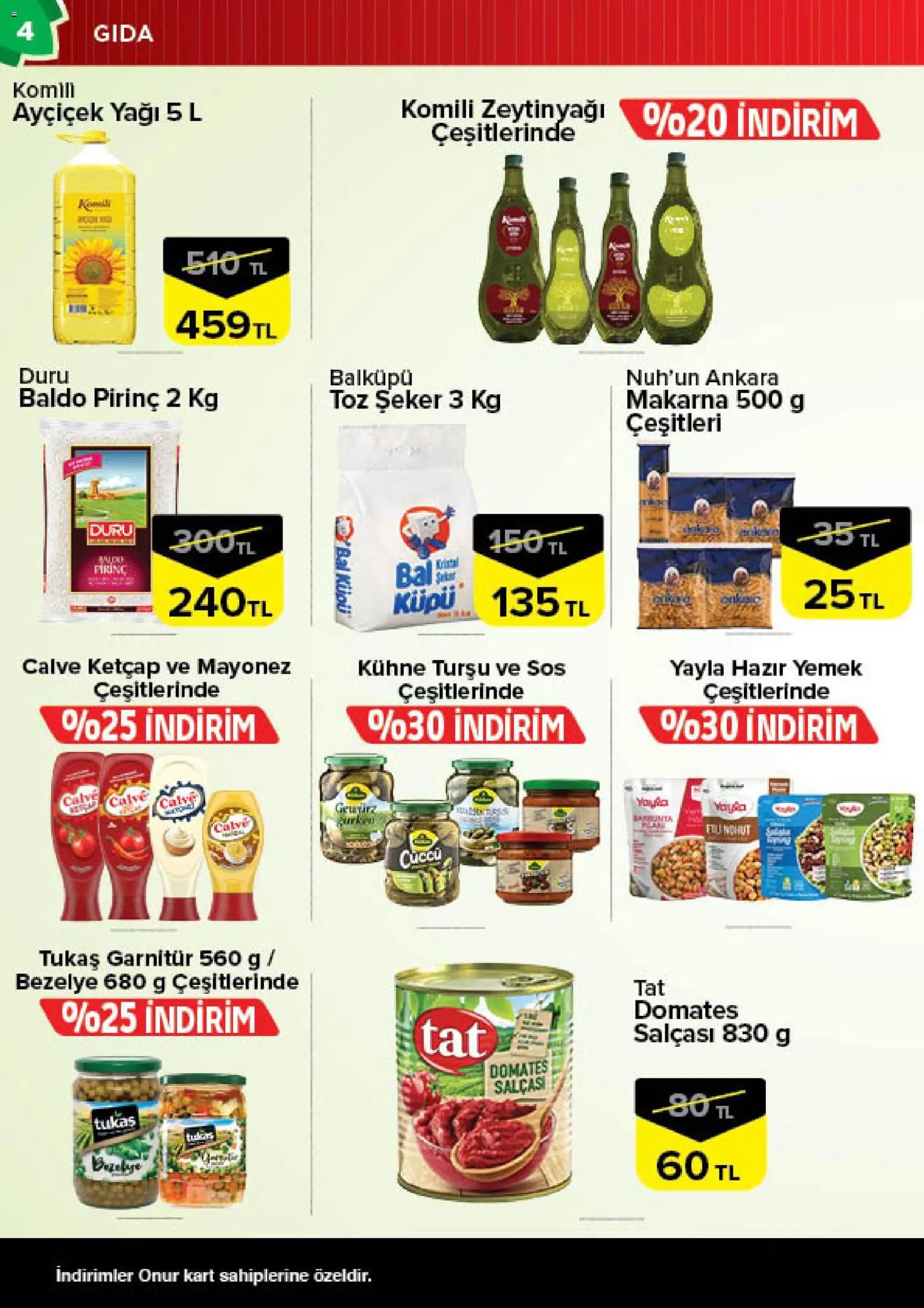 Onur Market Katalog - 28.04.2026 tarihinden itibaren geçerlidir | Sayfa: 4 | Ürünler: Domates, Makarna, Ketçap, Bezelye