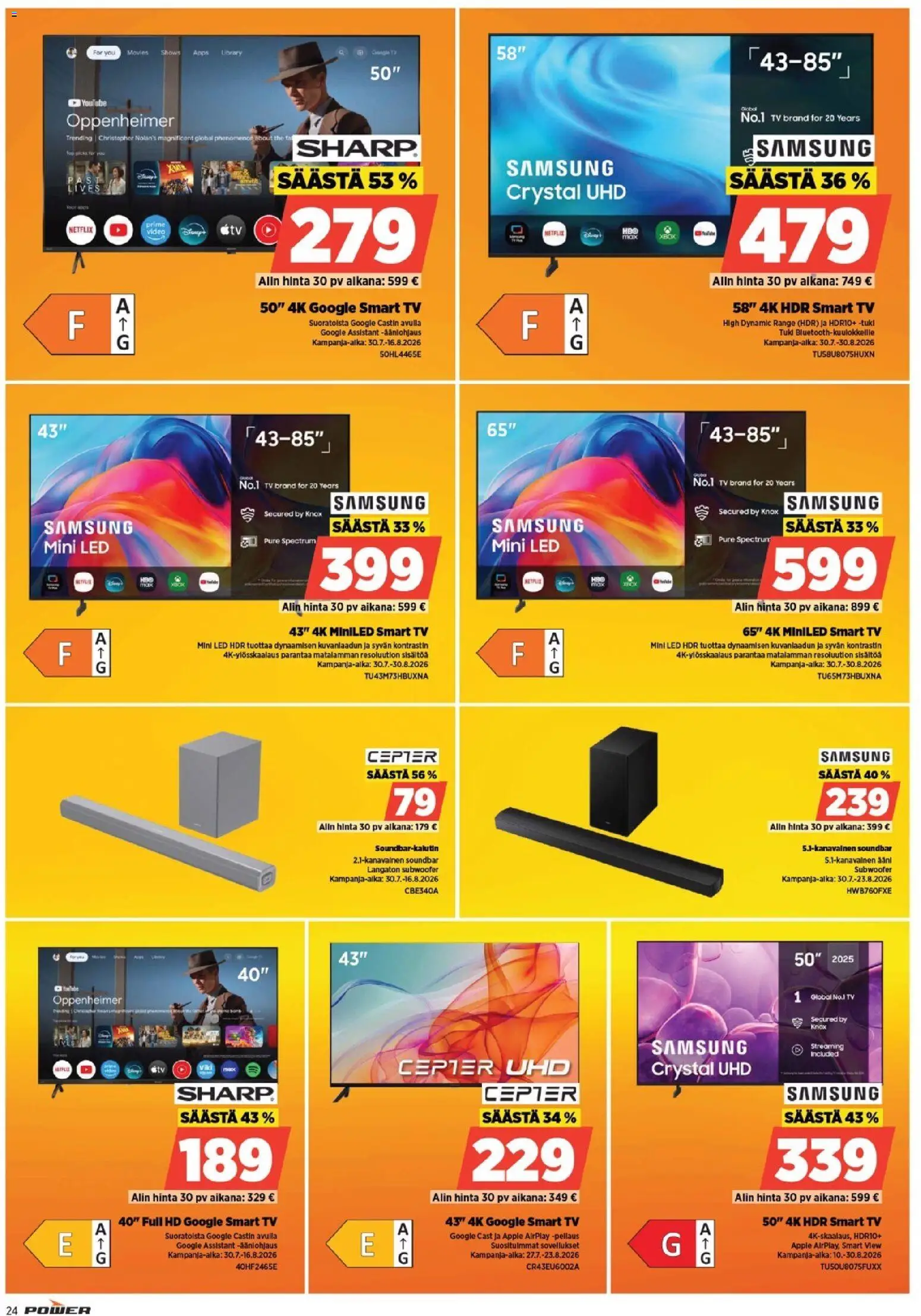 Power tarjoukset – voimassa 10/08/2026 alkaen | Sivu: 24 | Tuotteet: Soundbar, TV, Video, Xbox
