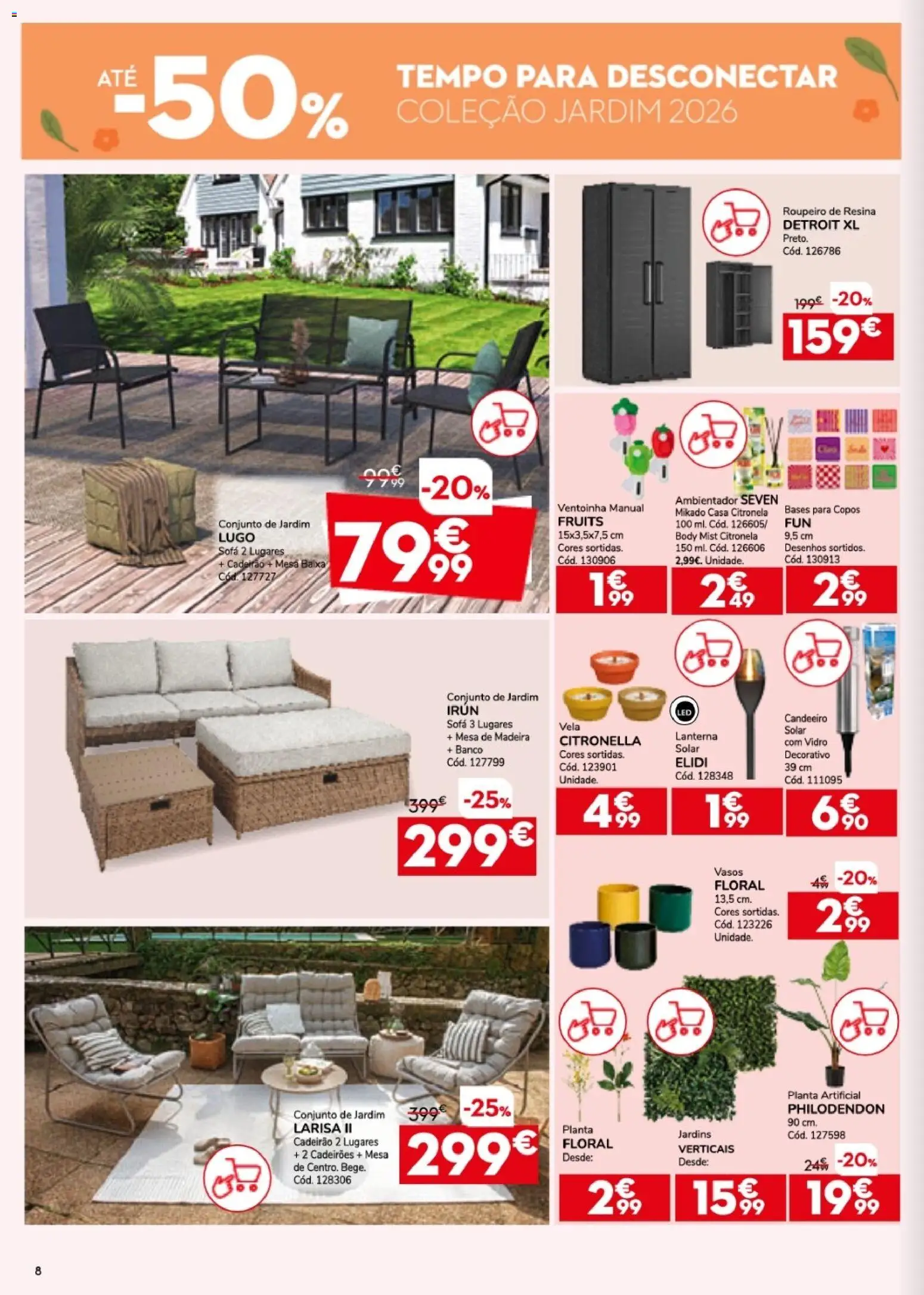 Conforama folheto │ válido de 26.03.2026 | Página: 8 | Produtos: Candeeiro, Banco, Mesa, Lanterna