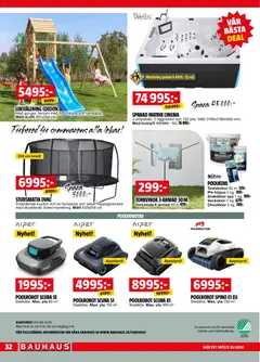 Bauhaus erbjudanden - Förhandsvisning av reklamblad från butik Bauhaus aktuell från 01.05.2026 | Sida: 32 | Produkter: Poolkemi, Pool, Torkvinda