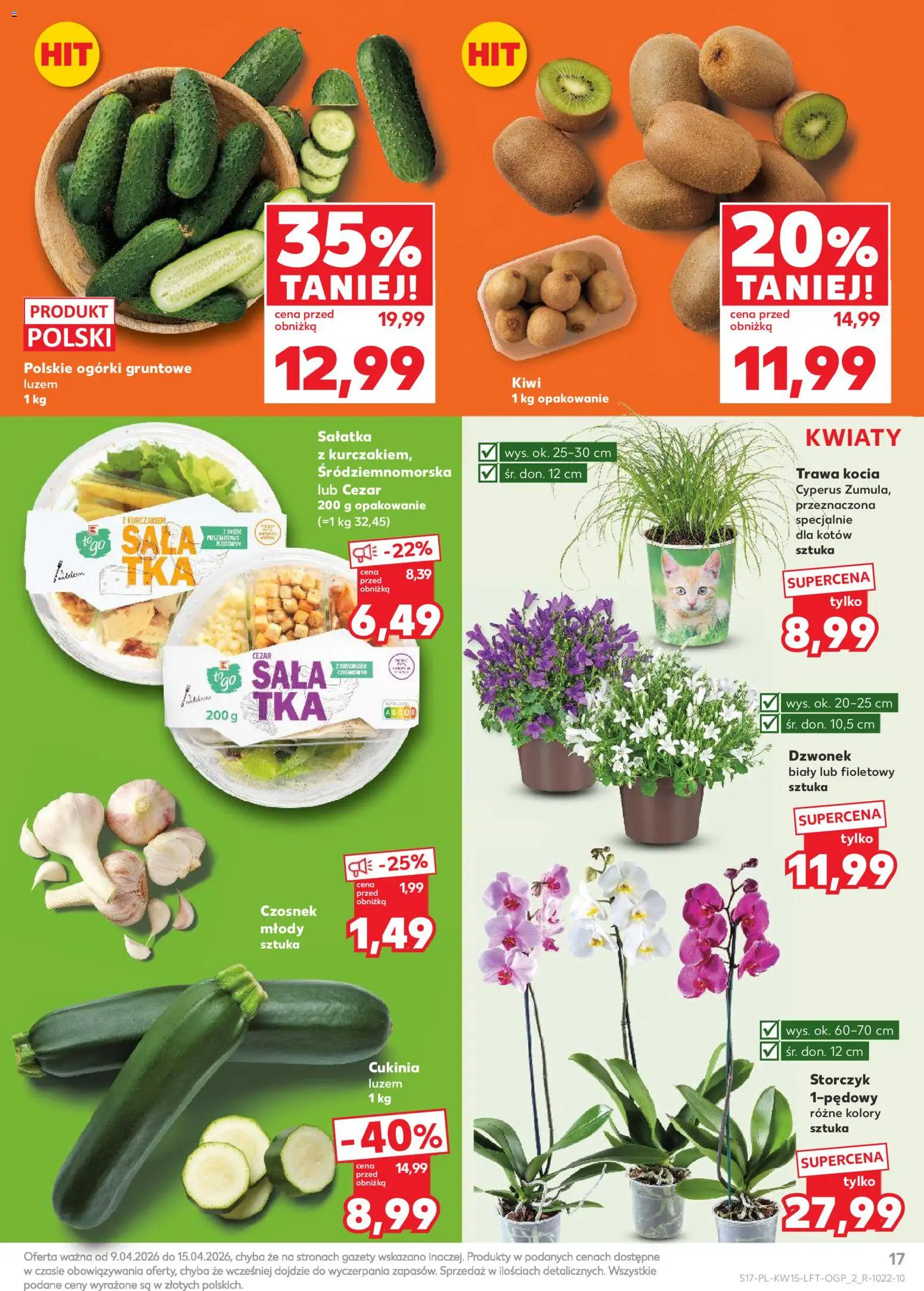 Kaufland gazetka od 09.04.2026 | Strona: 17 | Produkty: Czosnek, Cukinia, Kwiaty, Ogórki gruntowe