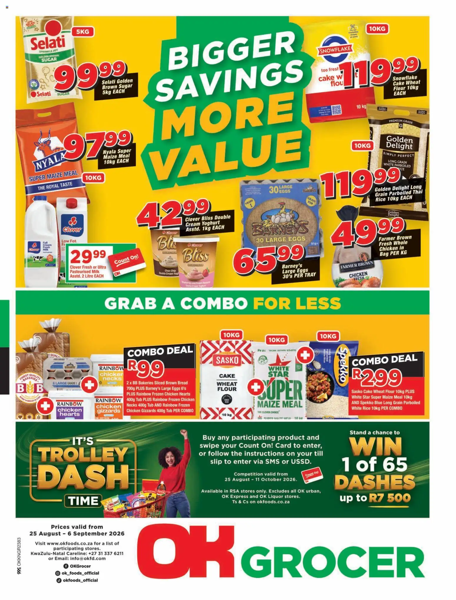 New OK Foods catalogue – valid from 25/08/2026 | Page: 1 | Products: Flour, Bag, Cider, Frozen chicken