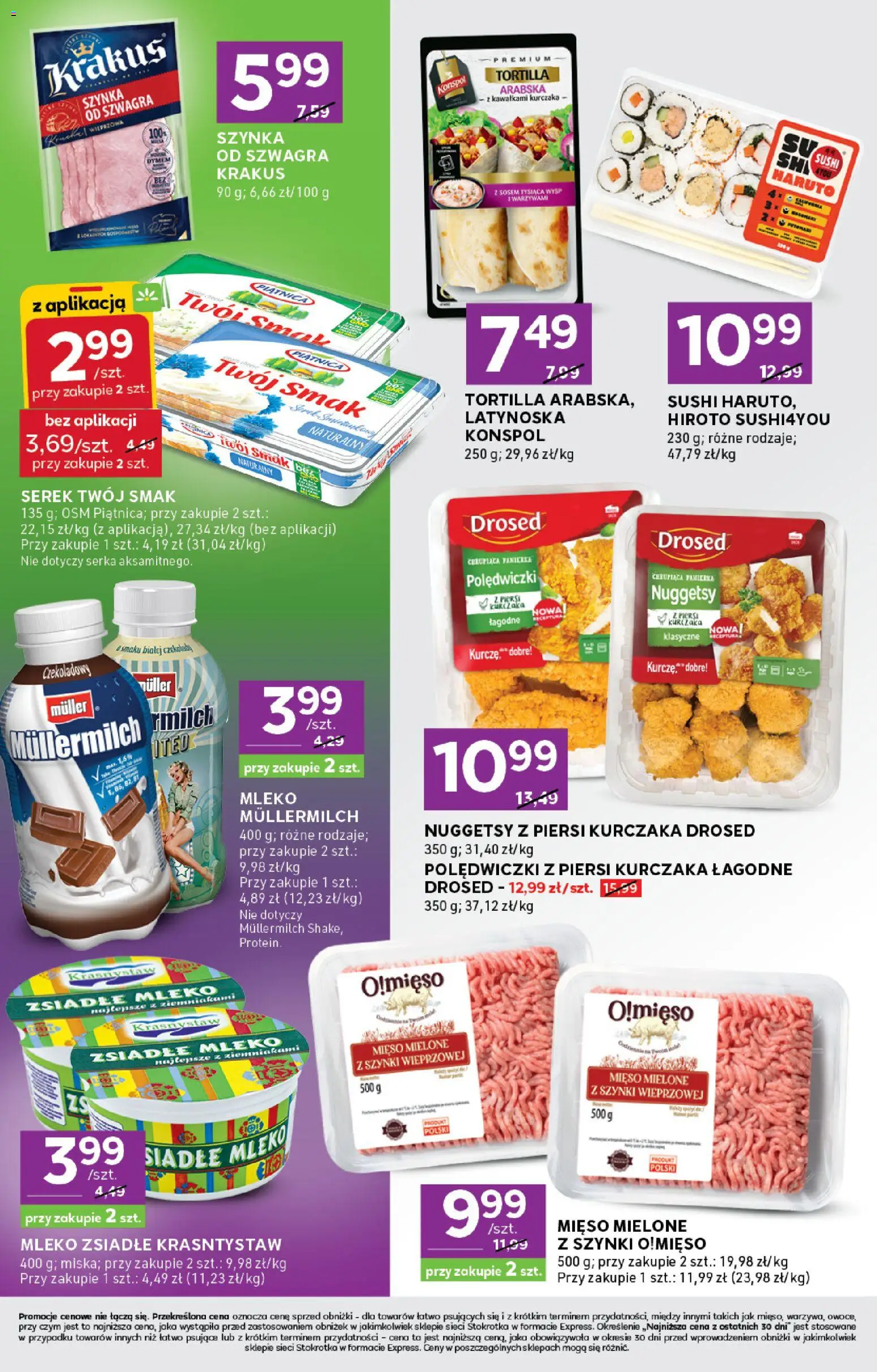 Stokrotka gazetka - Express od 21.05.2026 | Strona: 4 | Produkty: Zsiadłe mleko, Szynka, Tortilla, Mleko