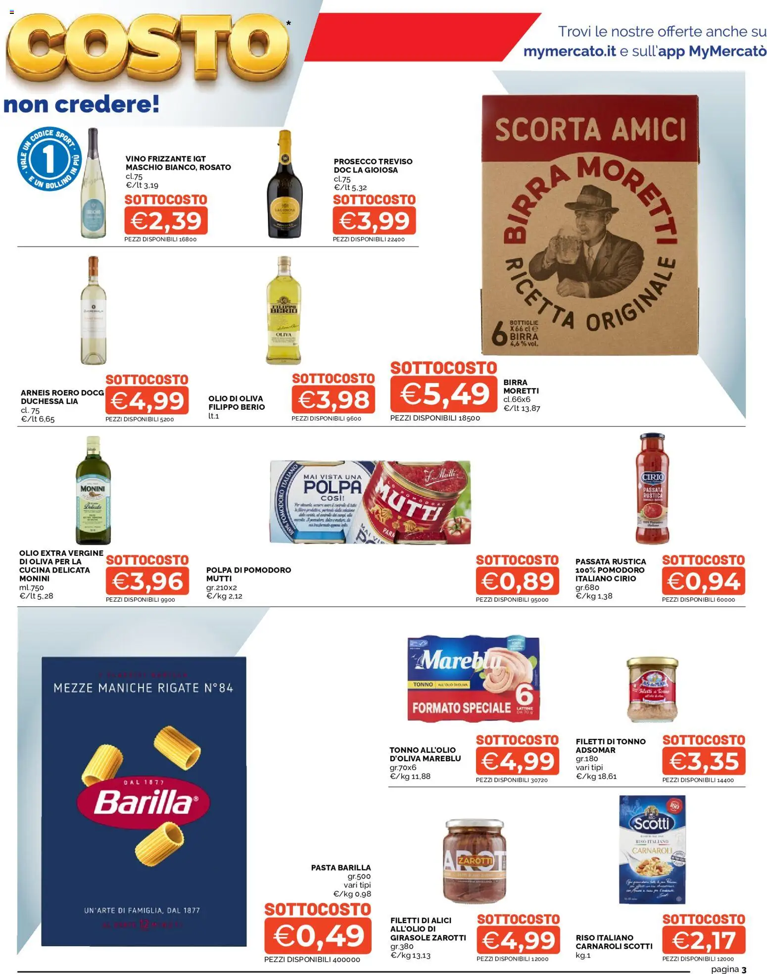 Volantino Mercatò del 01/10/2026 | Pagina: 3 | Prodotti: Pomodoro, Olio, Vino, Tonno