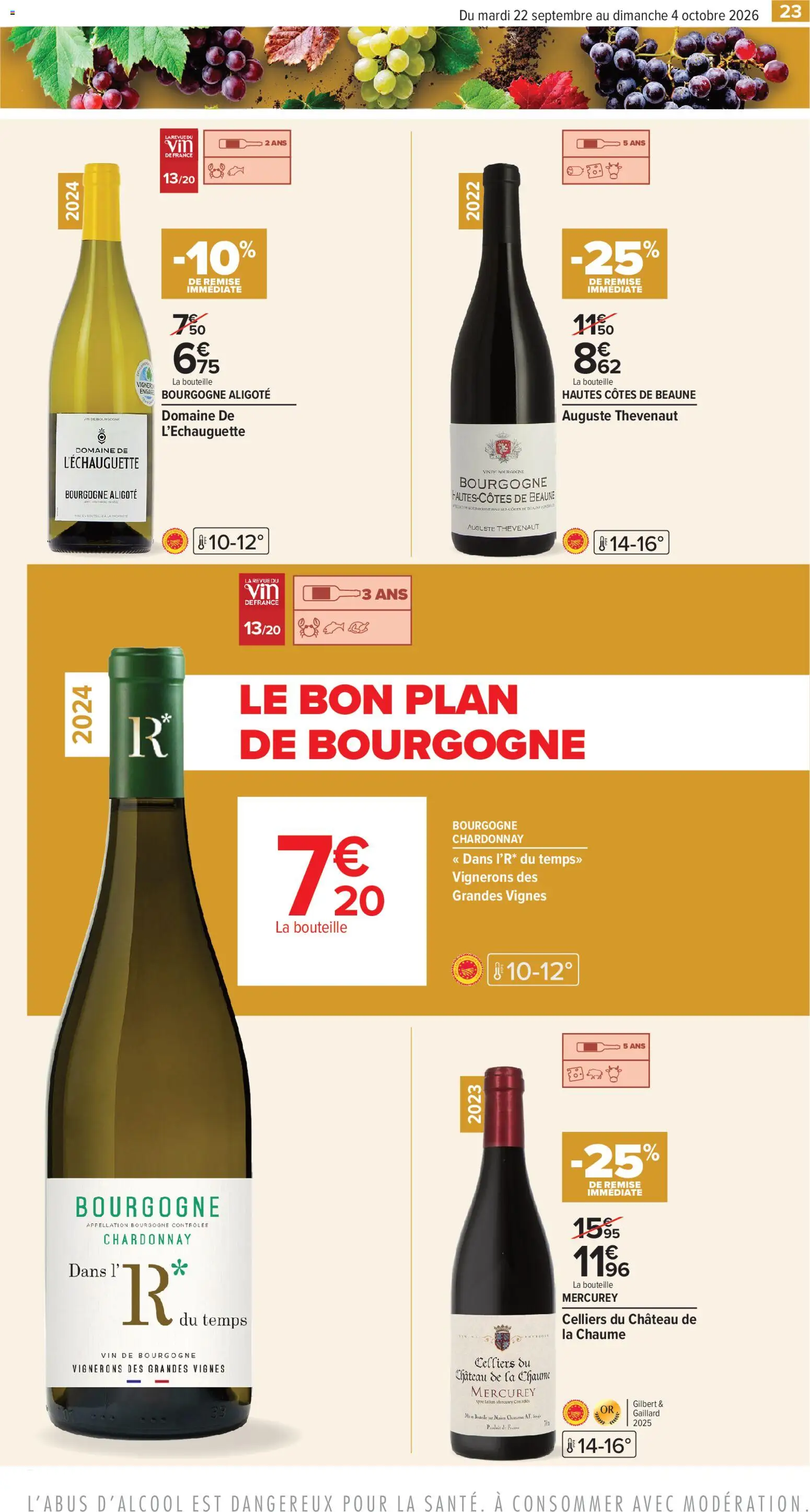 {H1} | Page: 23 | Produits: Bourgogne Aligoté, Bourgogne, Bourgogne Chardonnay, Bouteille