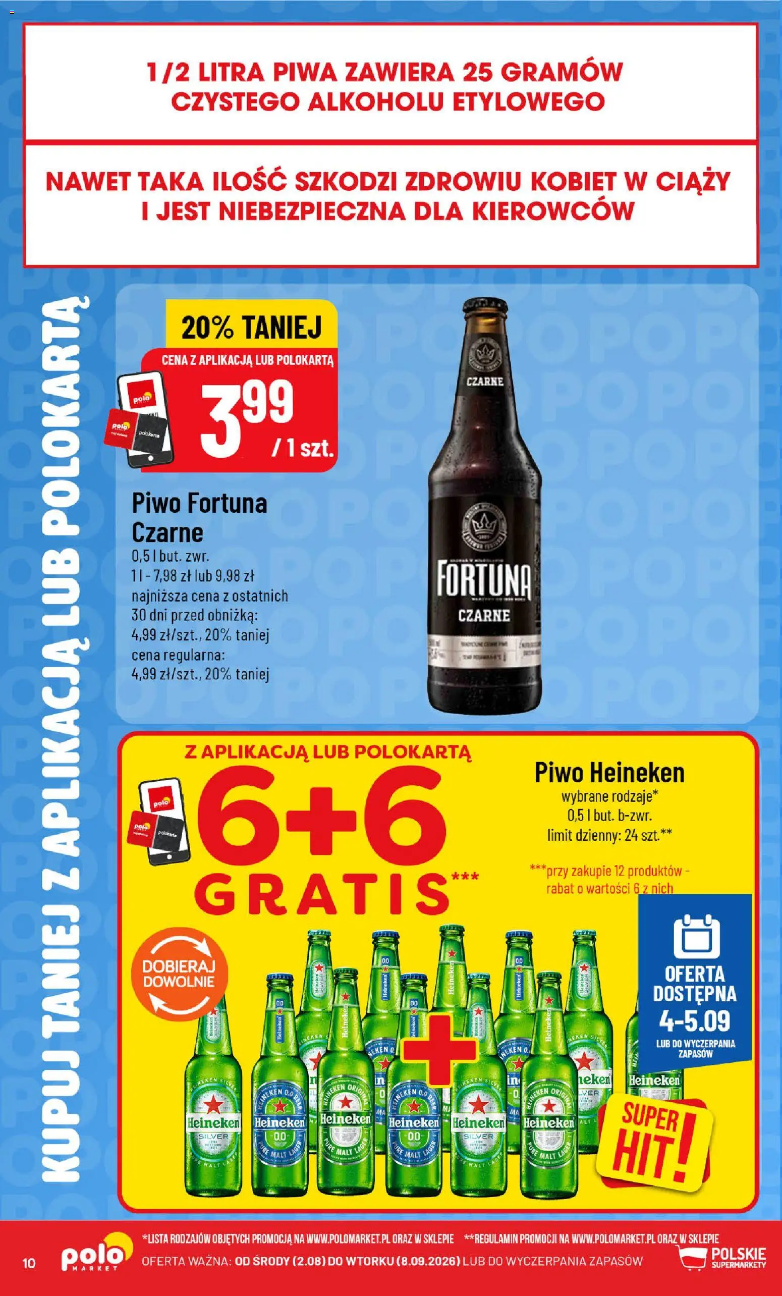 POLOmarket gazetka - Kupuj taniej od 02.09.2026 | Strona: 10 | Produkty: Piwo Heineken, Heineken Silver, Piwo, Heineken