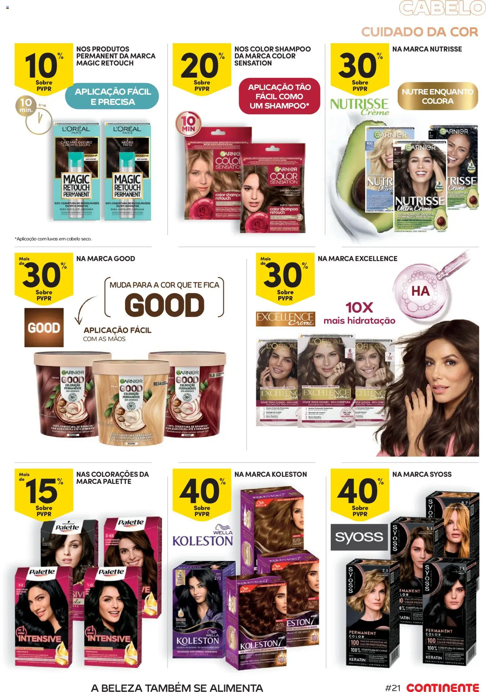 Continente Beleza Brilho com sabor a verão │ válido de 07/07/2026 | Página: 21 | Produtos: Luvas, Shampoo, Creme