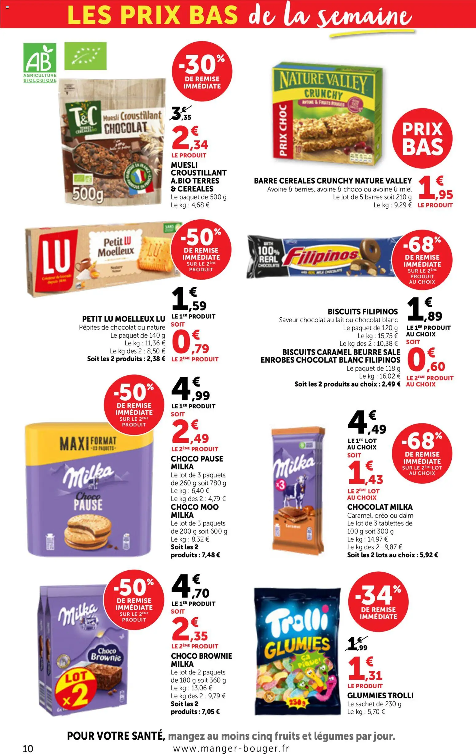 {H1} | Page: 10 | Produits: Pépites de chocolat, Lait, Chocolat, Céréales