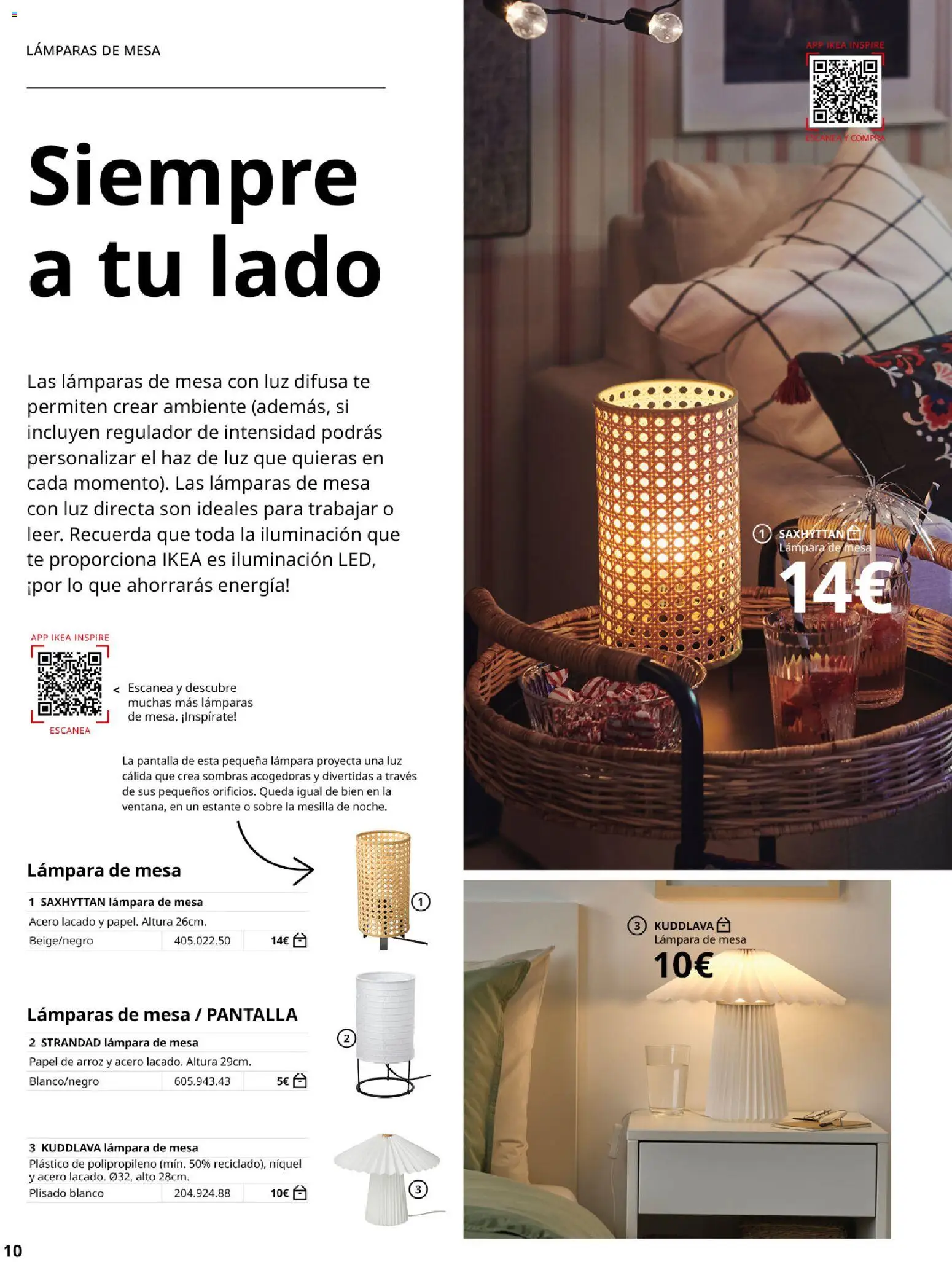 Catálogo IKEA Iluminación y hogar inteligente │ válido desde el 06.03.2026 | Página: 10 | Productos: Arroz, Galette de chaise, Mesa, Lámpara