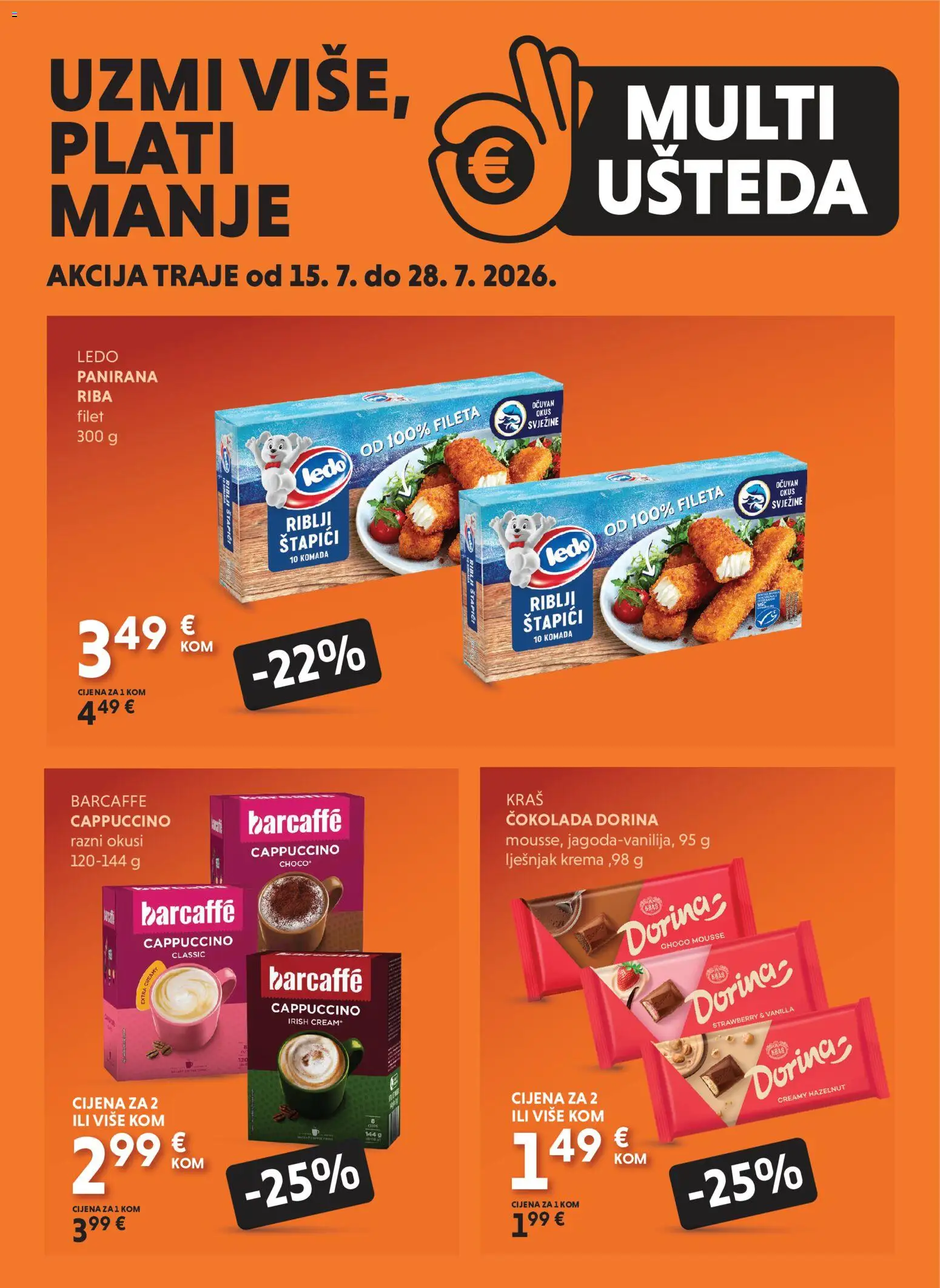 Studenac katalog | vrijedi od 15.07.2026 | Stranica: 1 | Proizvodi: Barcaffe, Ledo, Krema, Cappuccino
