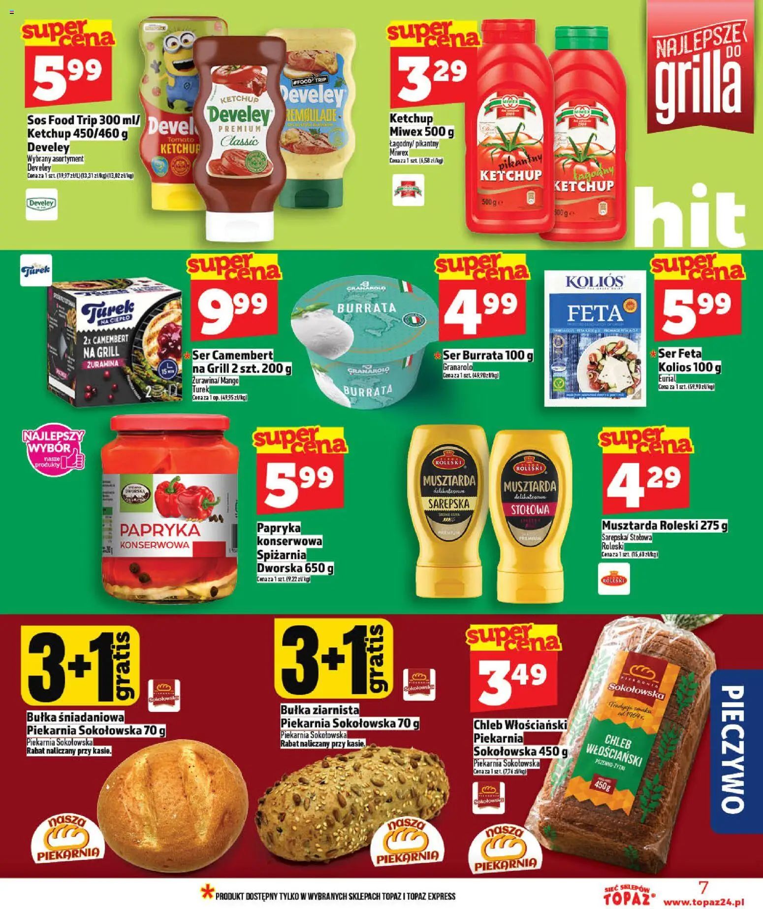 Topaz gazetka - MAZ od 07.05.2026 | Strona: 7 | Produkty: Grill, Papryka, Camembert, Sos