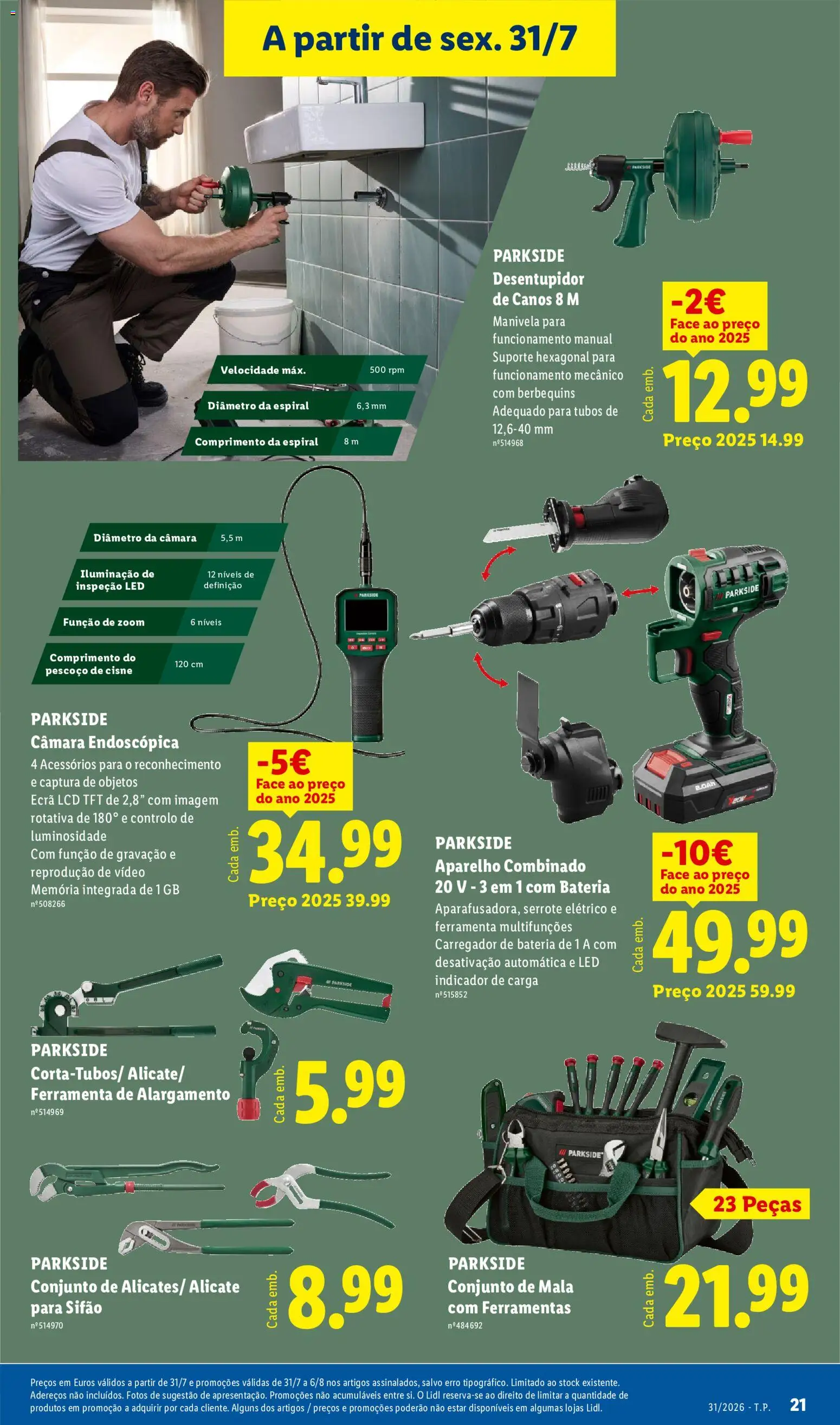 Lidl Novidades │ válido de 27/07/2026 | Página: 21 | Produtos: Vídeo, Câmera, Alicate, Ferramentas