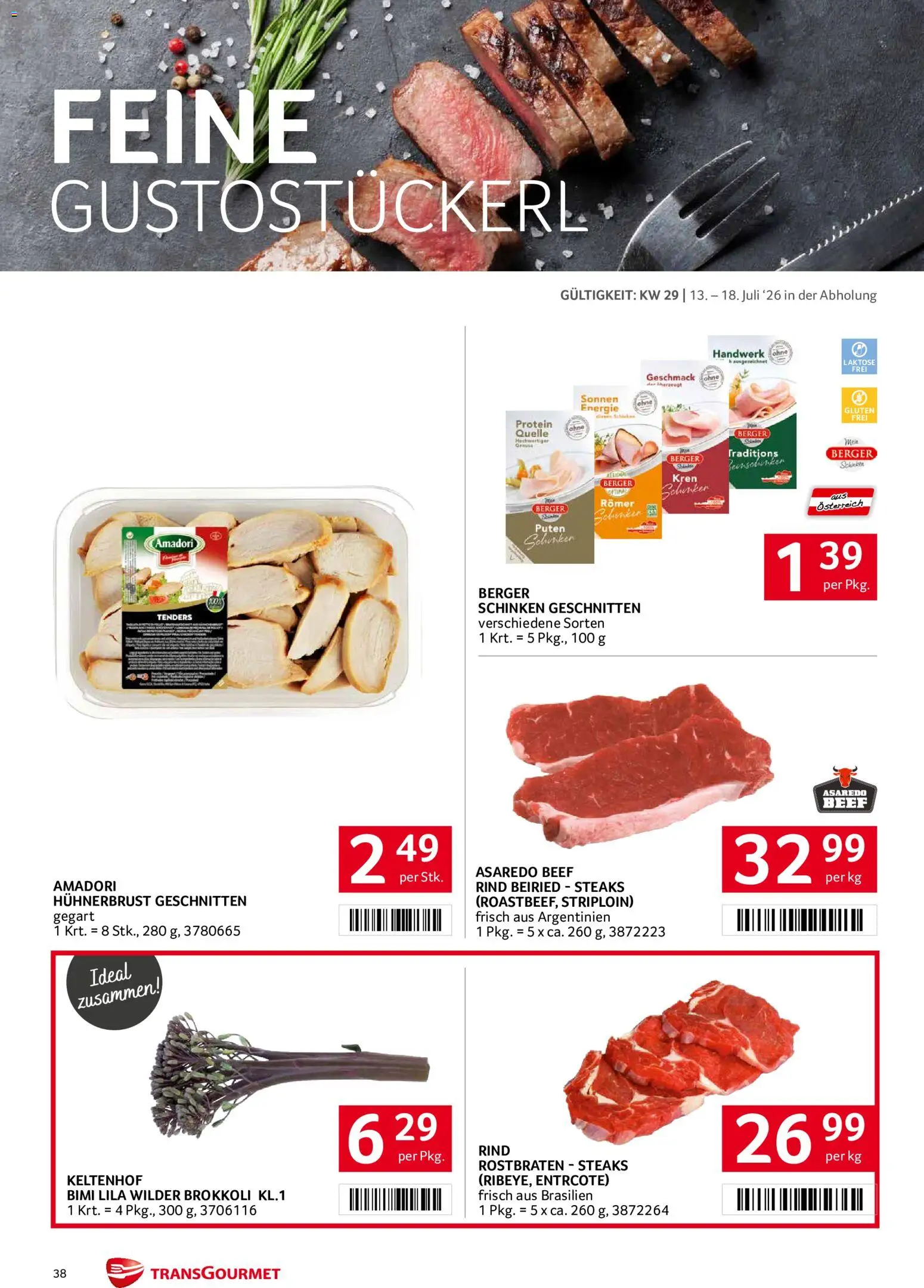 Transgourmet Flugblatt gültig ab 13.07.2026 | Seite: 38 | Produkte: Schinken