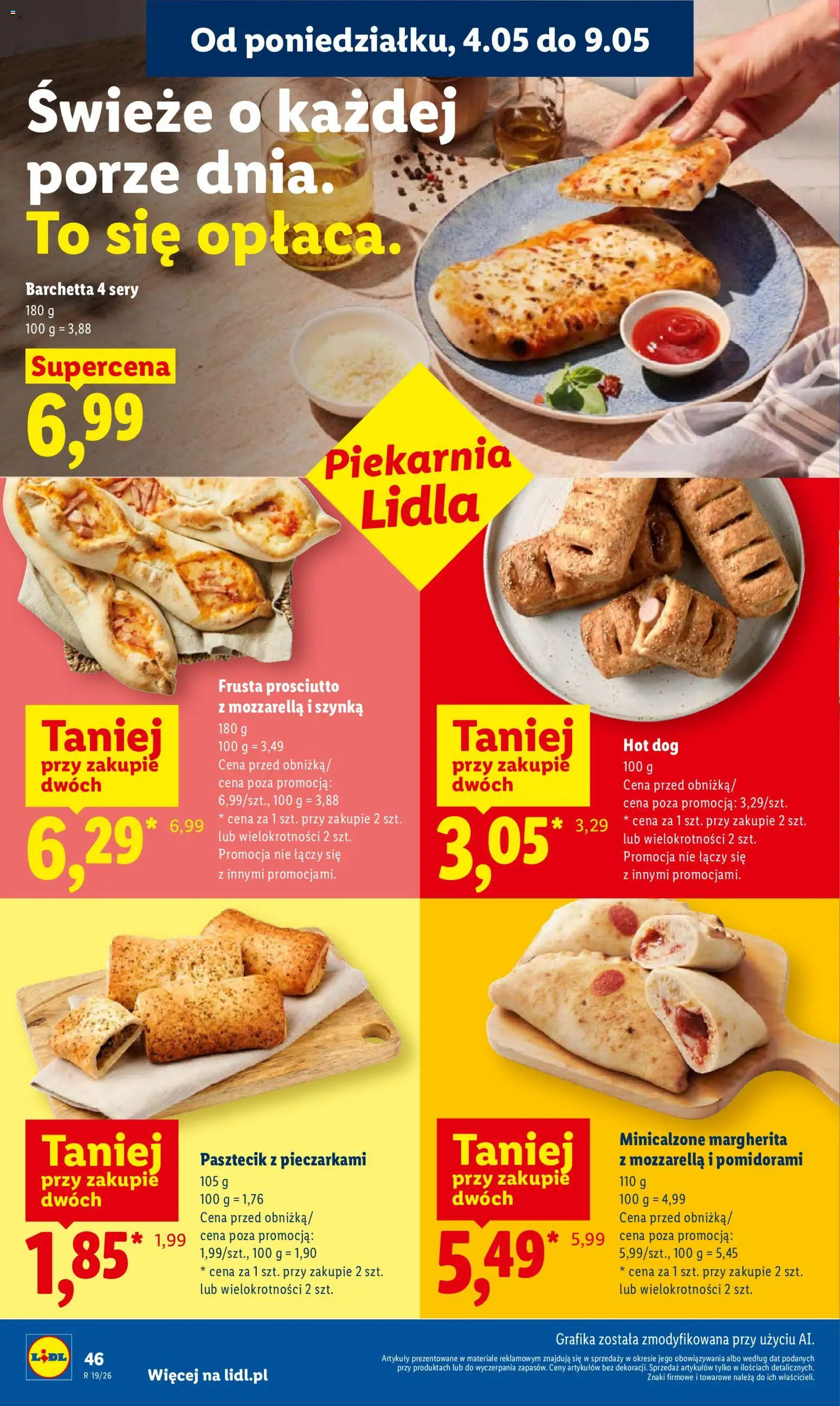 Lidl gazetka od 04.05.2026 | Strona: 48 | Produkty: Piekarnia, Szynka, Prosciutto, Mozzarella