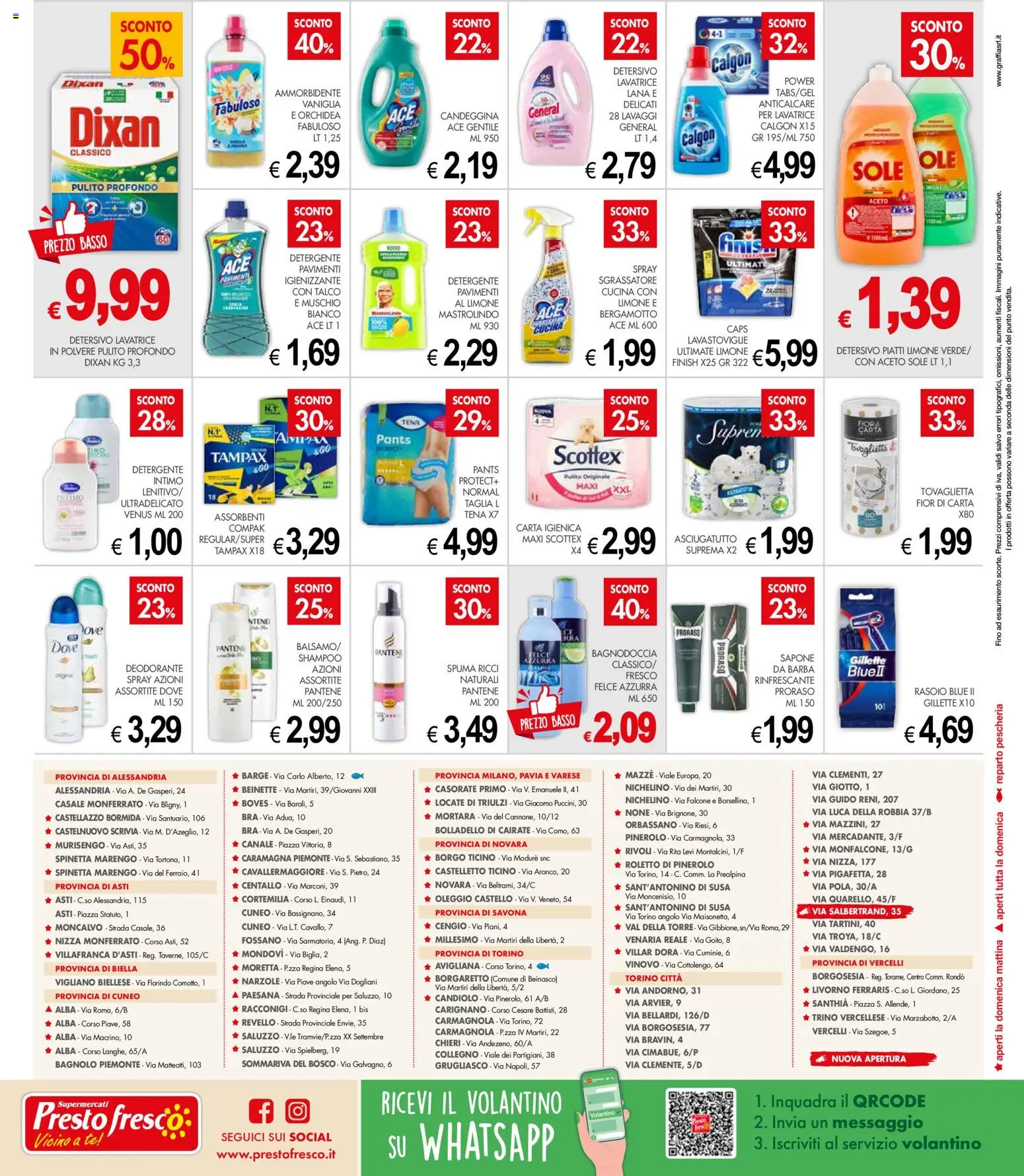 Volantino Presto Fresco del 11.05.2026 | Pagina: 8 | Prodotti: Shampoo, Detergente, Talco, Asciugatutto
