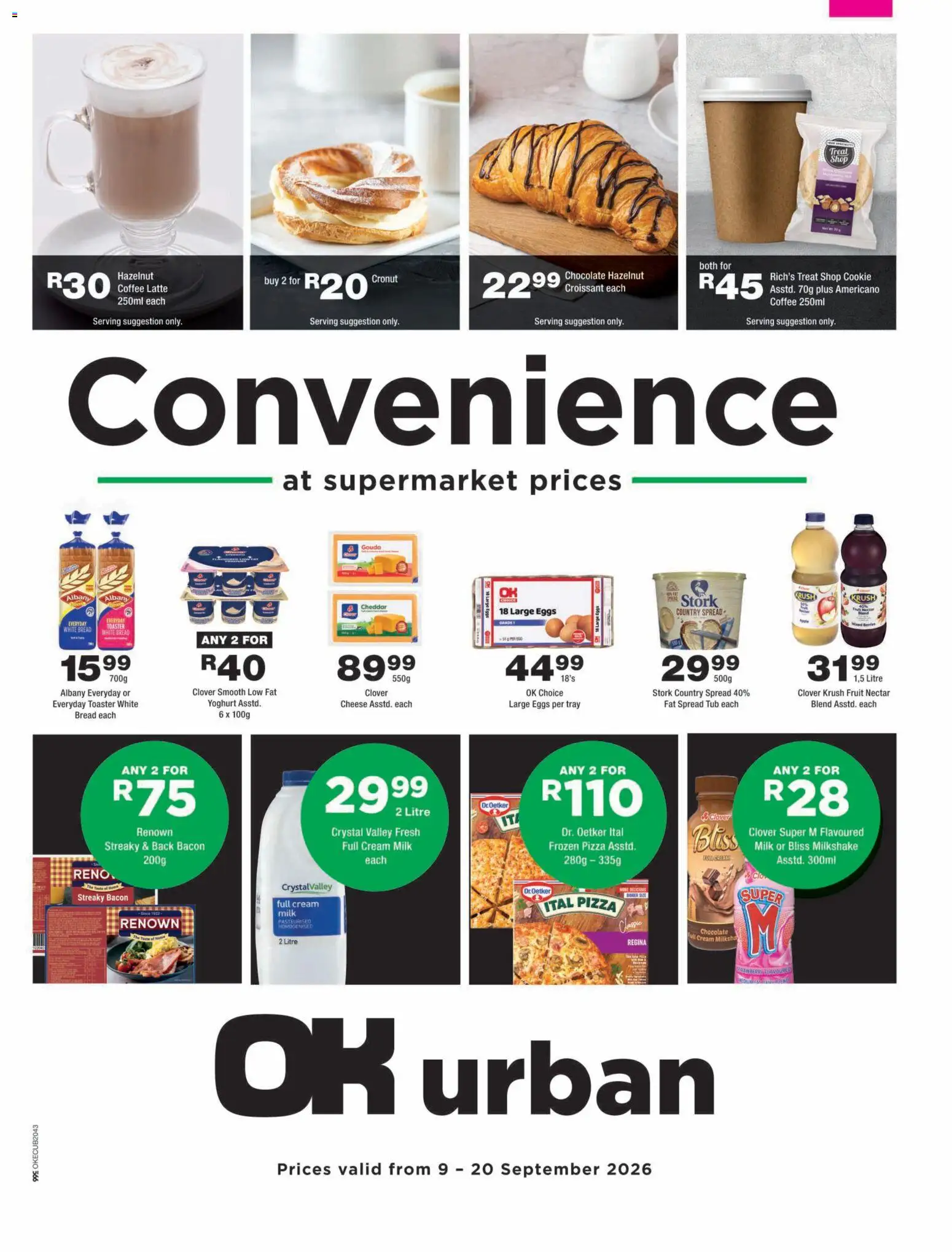 New OK Foods catalogue – valid from 09/09/2026 | Page: 1 | Products: Tray, Spread, Bread, Cheddar