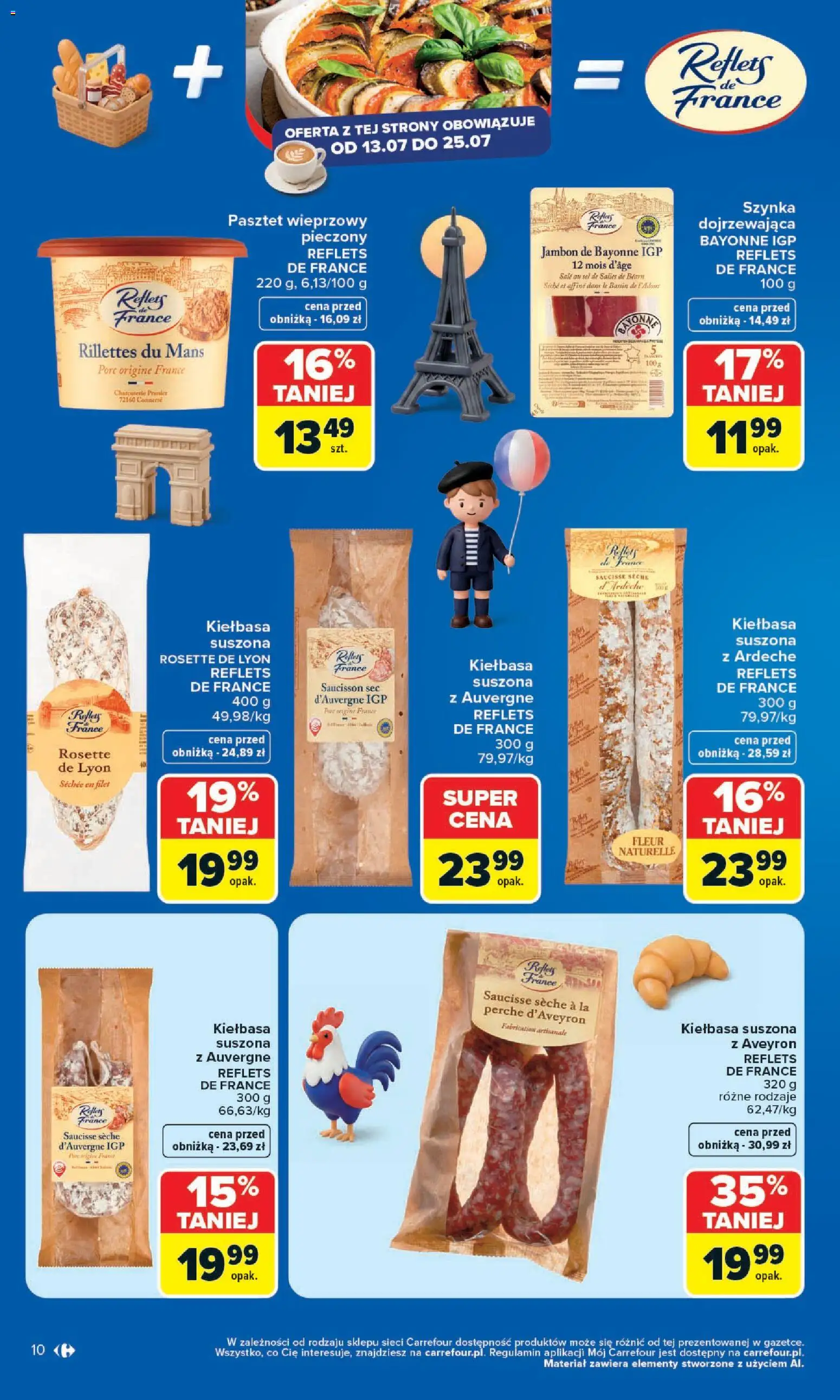 Carrefour gazetka - Kuchnia Francuska od 13.07.2026 | Strona: 10 | Produkty: Kiełbasa, Szynka