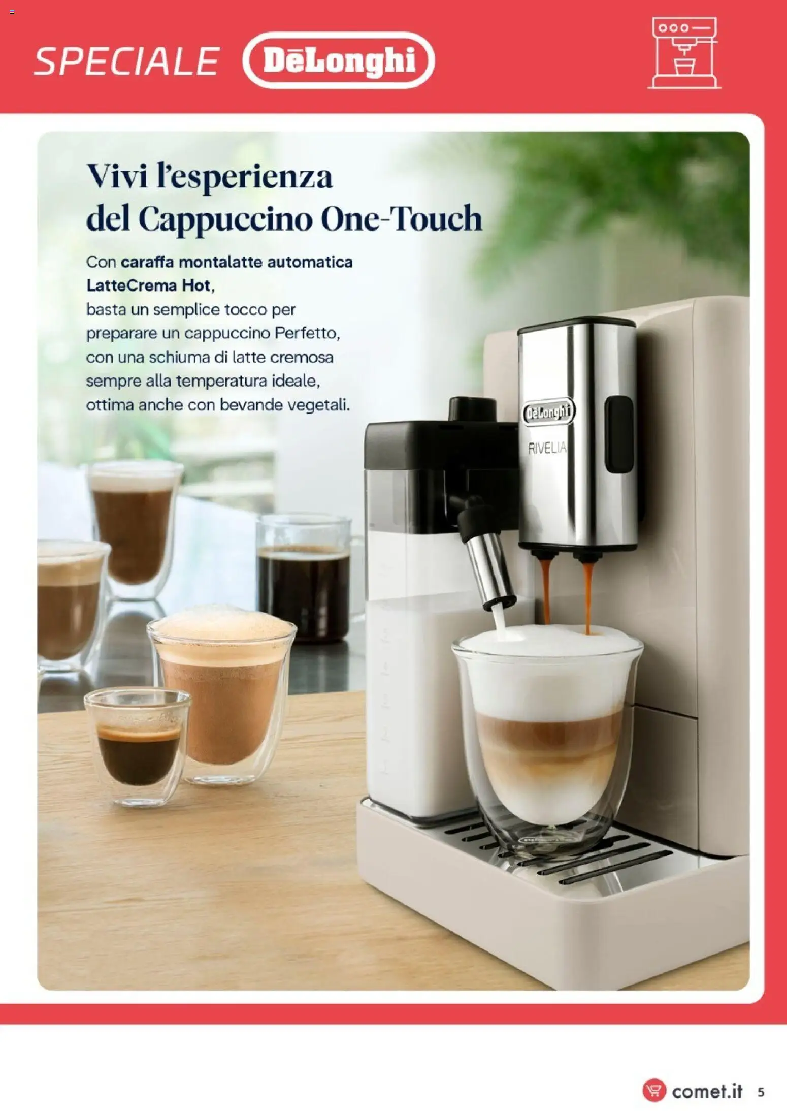 Volantino Comet del 29/10/2026 | Pagina: 5 | Prodotti: Caraffa, Cappuccino, Bevande, Latte