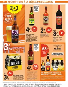 E.Leclerc - Prévisualisation de BIÈRE BLONDE "LA BÊTE", 8.00% vol. 75 cl. Le L : 5,20 €., Par 3 (2,25 L) : 7,80 € au lieu de 11,70 €. Le L : 3,47 €., Existe aussi : Rouge. valide à partir de 09.06.2026 | Page: 64