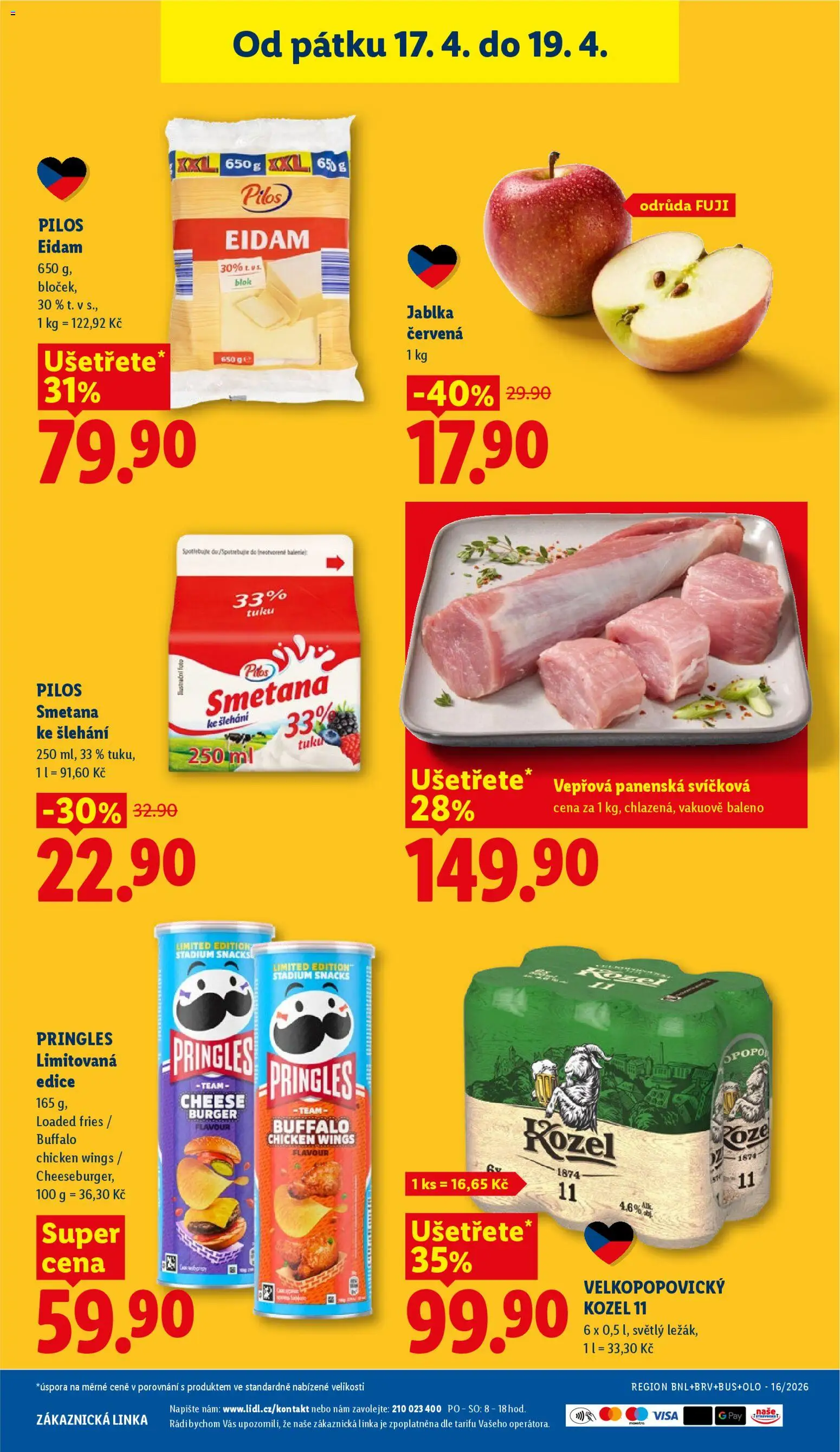 Lidl leták od 16.04.2026 | Strana: 39 | Produkty: Kozel, Velkopopovický Kozel, Eidam, Smetana ke šlehání