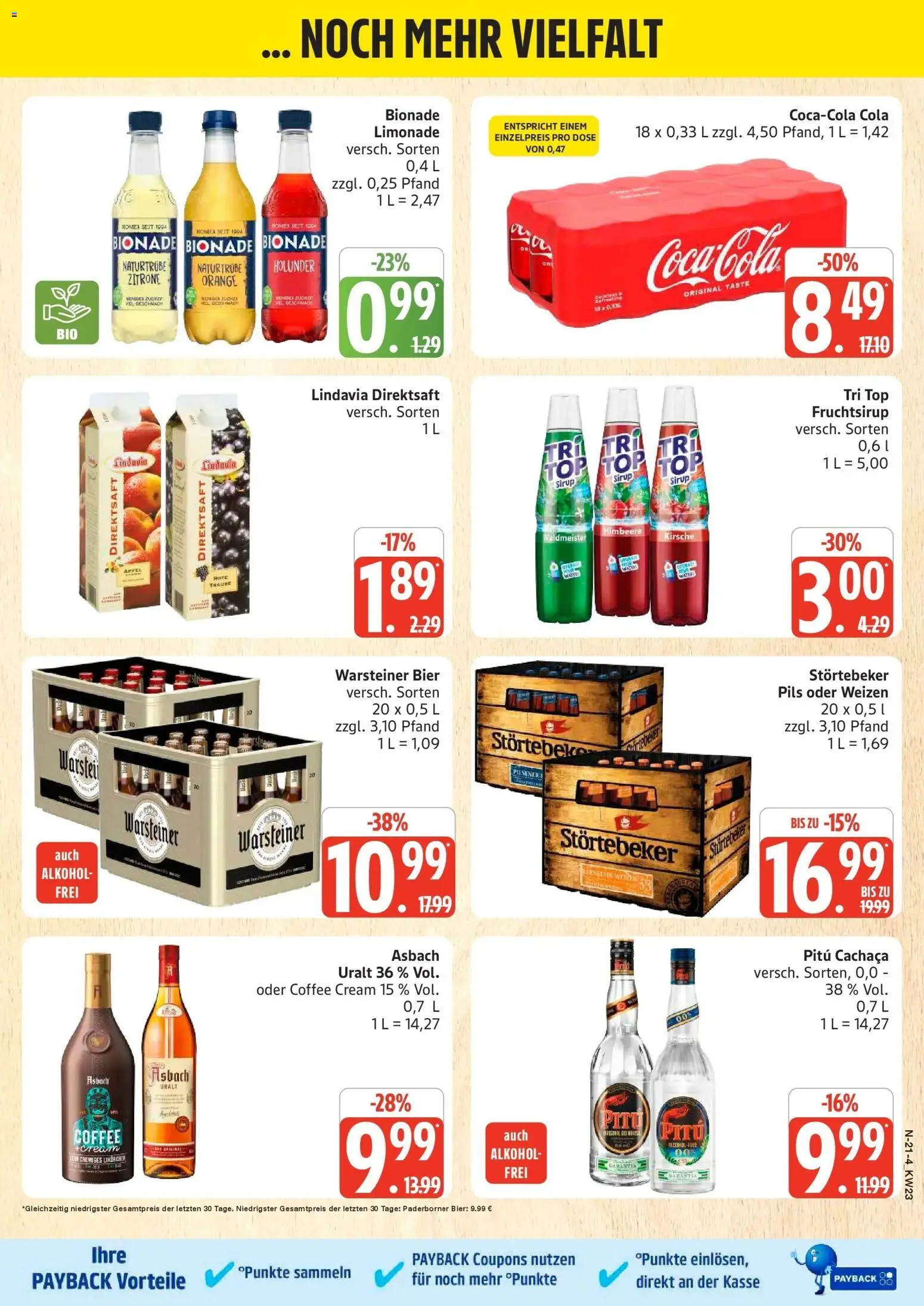 Edeka prospekt Rostock – gültig ab 01.06.2026 | Seite: 21 | Produkte: Bionade, Sirup, Warsteiner, Zitrone