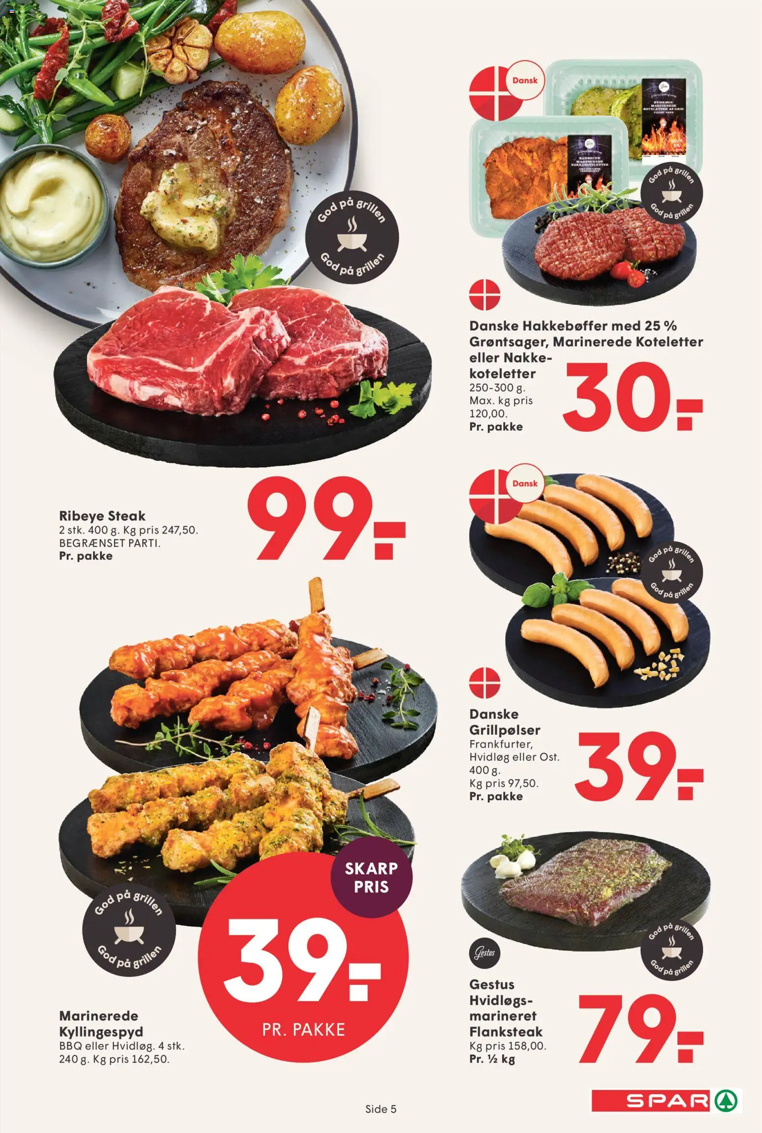 Spar tilbudsavis – gyldig fra 07/08/2026 | Side: 5 | Produkter: Koteletter, Hvidløg, Aparelho de barbear