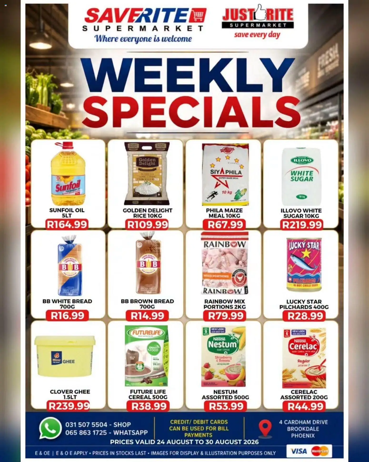 New Saverite catalogue – valid from 24/08/2026 | Page: 2 | Products: Pilchards, Rice, Sauce, Chilli