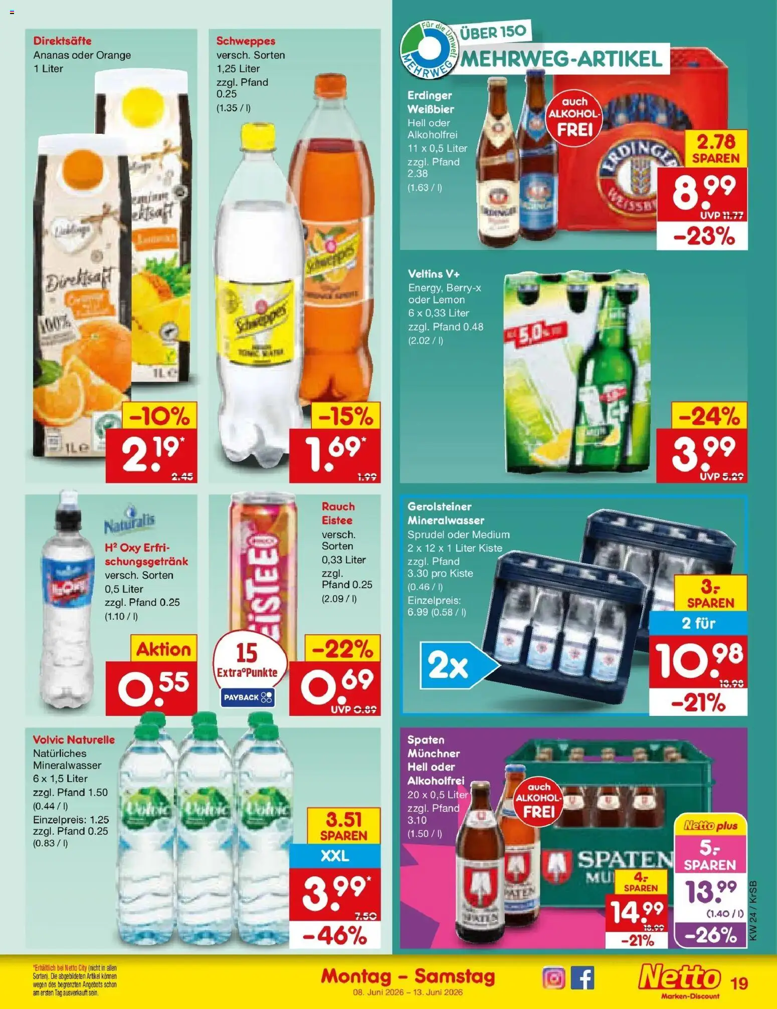 Netto Marken-Discount Prospekt Jüchen – gültig ab 08.06.2026 | Seite: 31 | Produkte: Weißbier, Ananas, Volvic, Gerolsteiner
