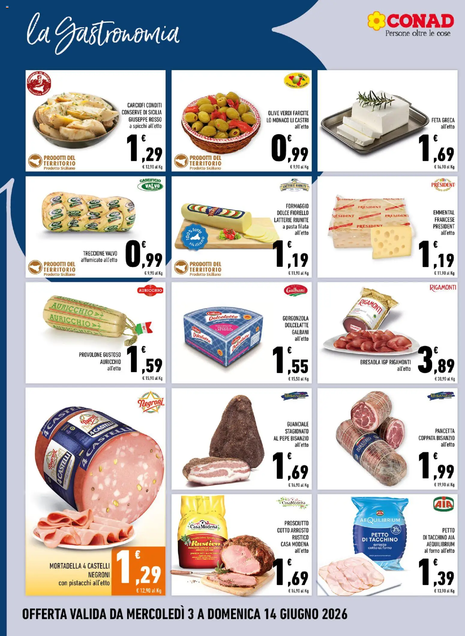 Volantino Conad del 03.06.2026 | Pagina: 6 | Prodotti: Pancetta, Gorgonzola, Emmental, Guanciale
