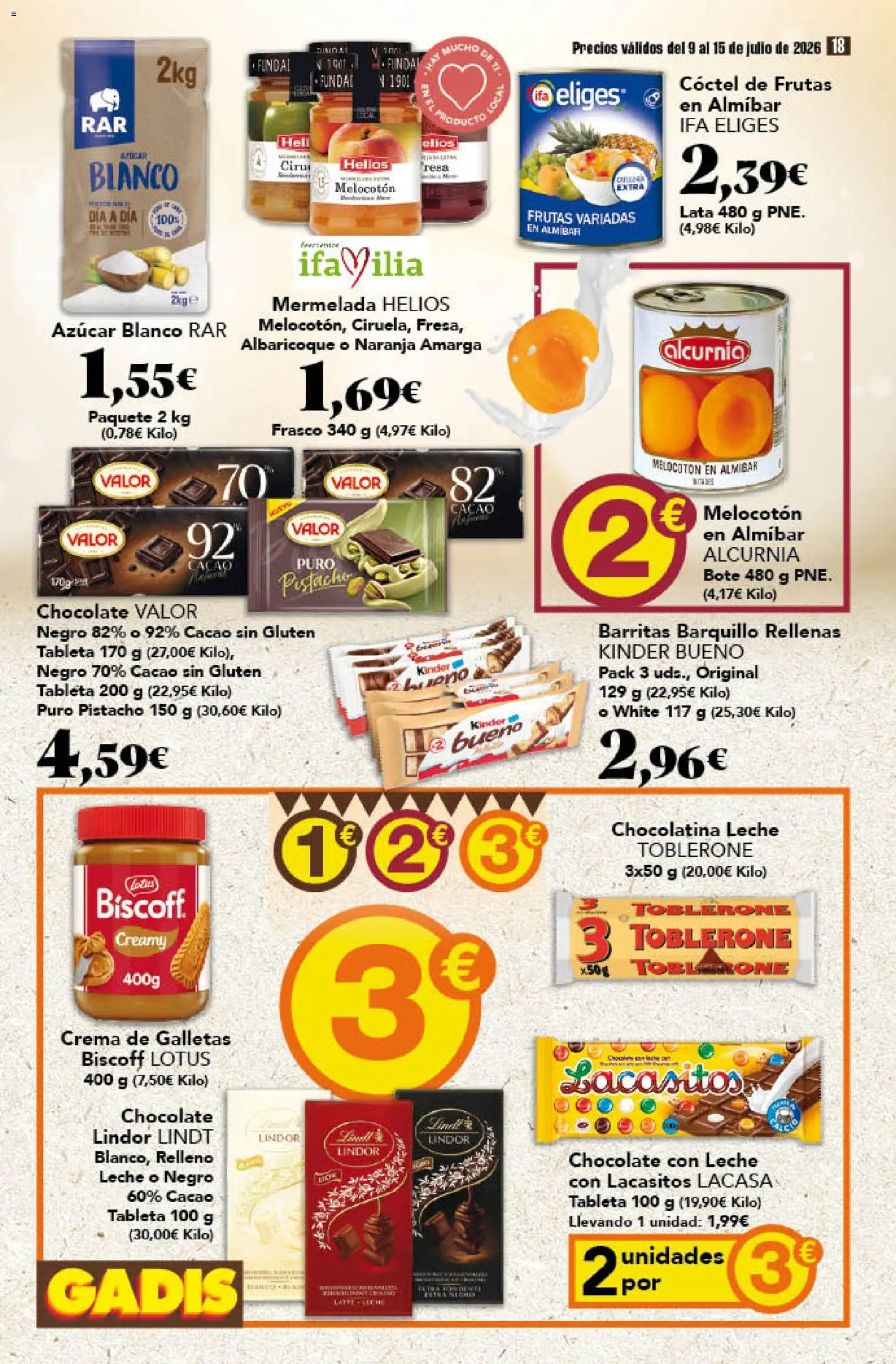 Gadis folleto │ válido desde el 09/07/2026 | Página: 18 | Productos: Chocolate, Κεραία, Crema, Chocolate con leche