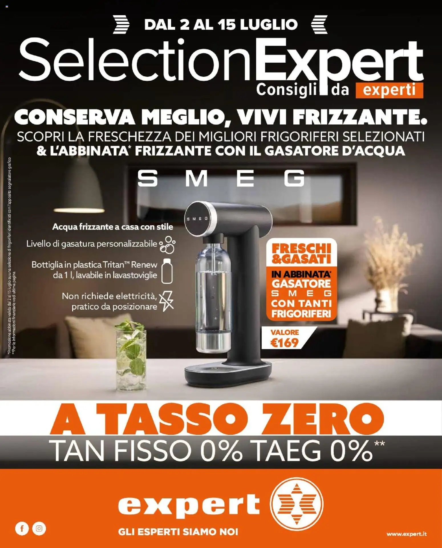 Volantino Expert del 02/07/2026 | Pagina: 1 | Prodotti: Gasatore, Acqua, Lavastoviglie, Bottiglia