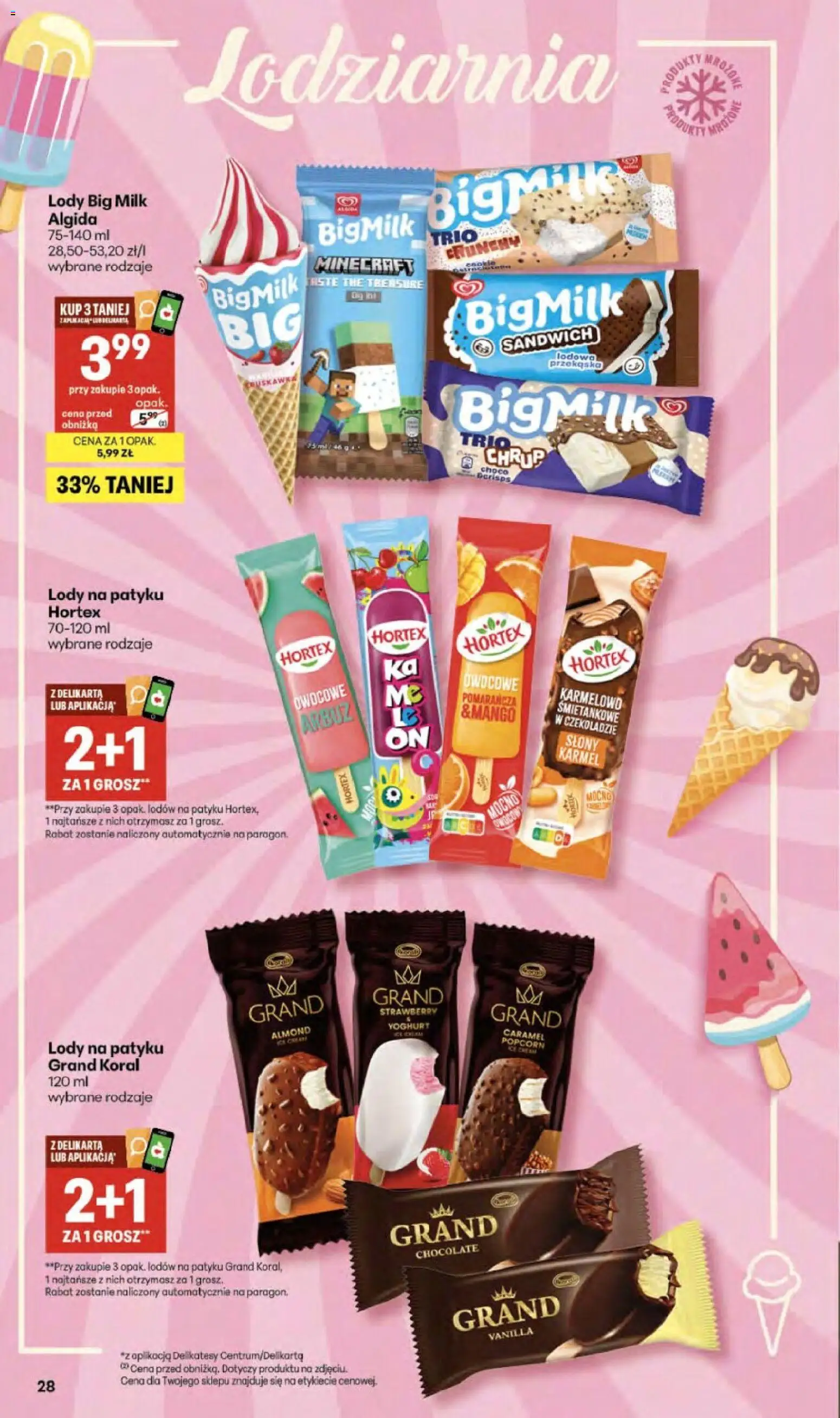 Delikatesy Centrum gazetka - Sklepy Własne od 14.05.2026 | Strona: 28 | Produkty: Sandwich, Delikatesy, Big Milk, Lody