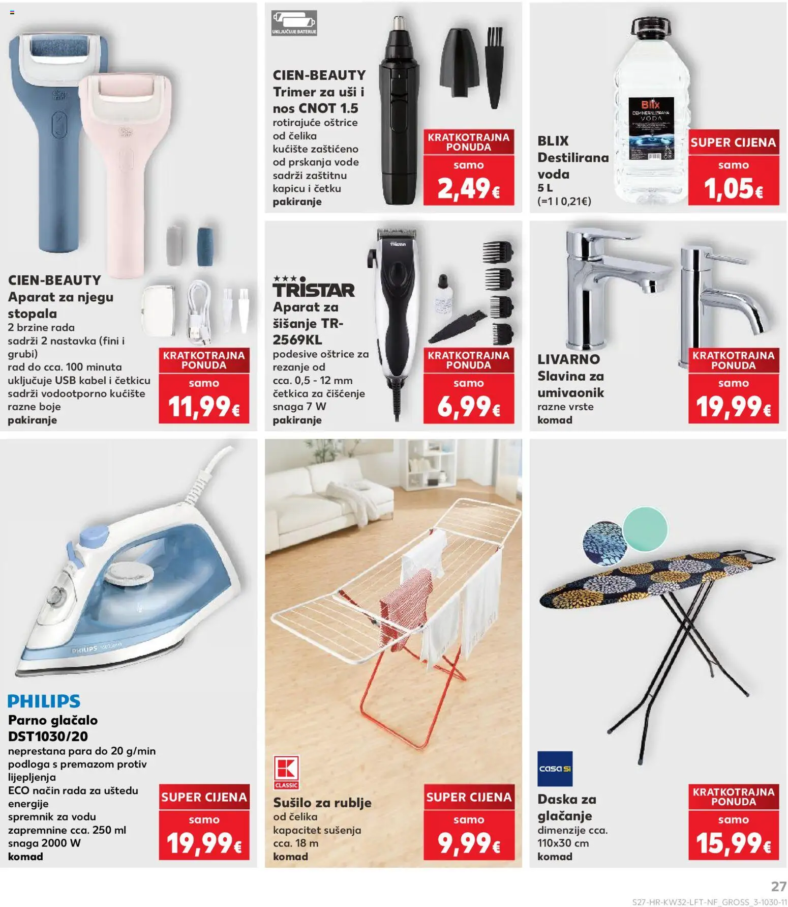 Kaufland katalog | vrijedi od 06.08.2026 | Stranica: 27 | Proizvodi: Umivaonik, Destilirana voda, Voda, Trimer