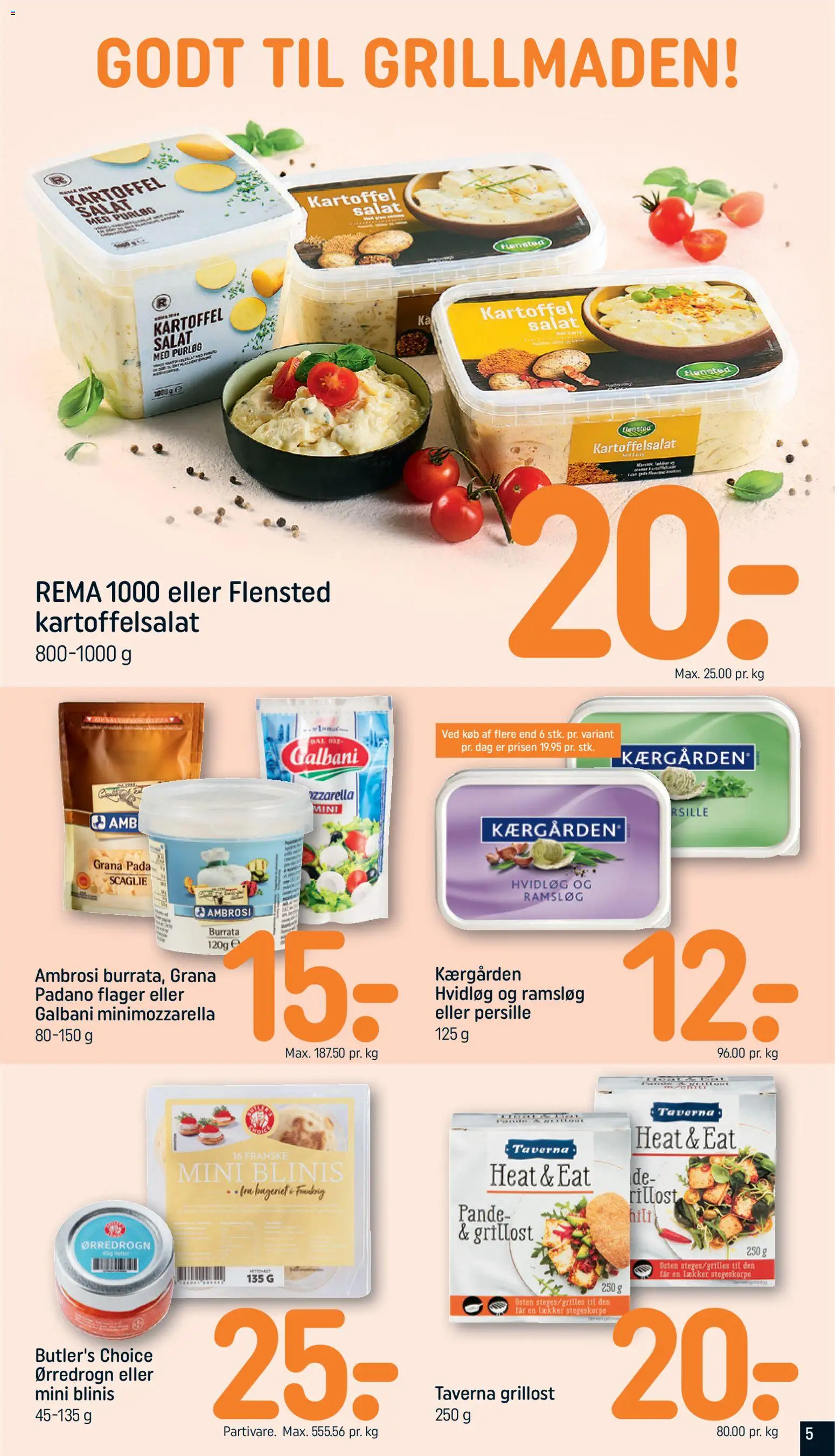 Rema 1000 tilbudsavis – gyldig fra 21.06.2026 | Side: 5 | Produkter: Kartoffelsalat, Salat, Hvidløg, Cebola