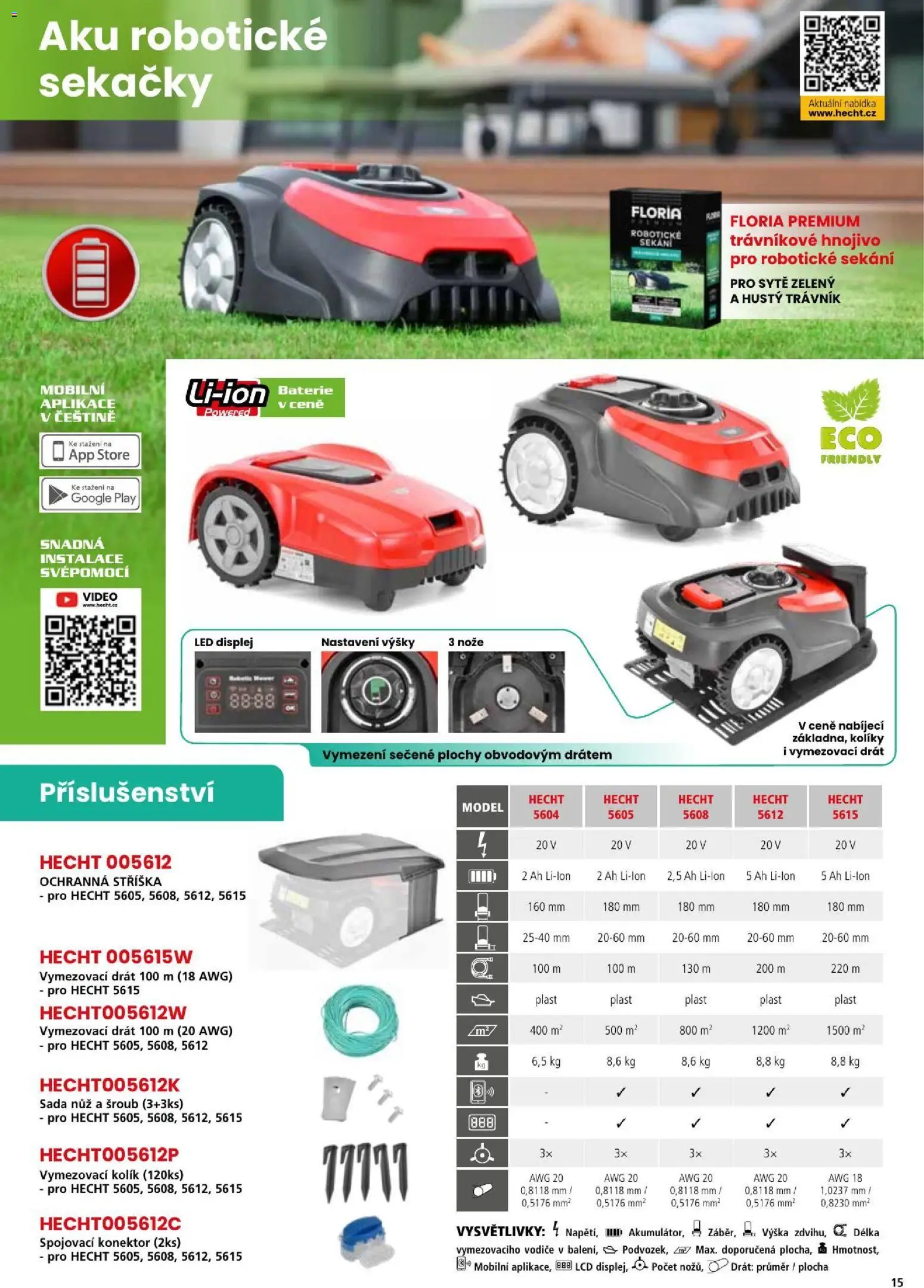 Hecht katalog - Léto - podzim 2026 od 21.08.2026 | Strana: 15 | Produkty: Konektor, Trávníkové hnojivo, Nůž, LED