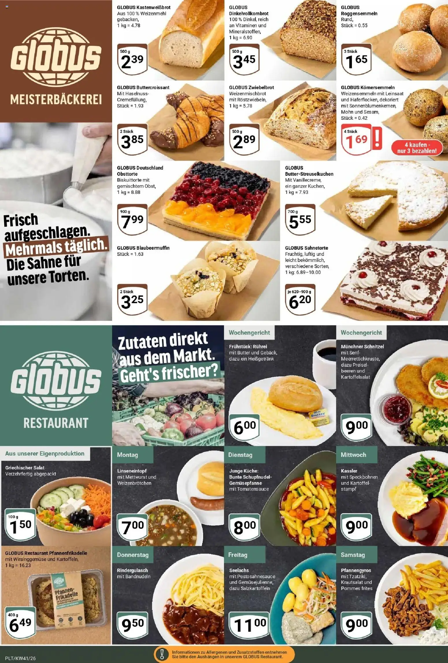 Globus Prospekt Plattling (ab 05.10.2026) » Angebote online | Seite: 7 | Produkte: Butter, Weizenmehl, Schnitzel, Salat