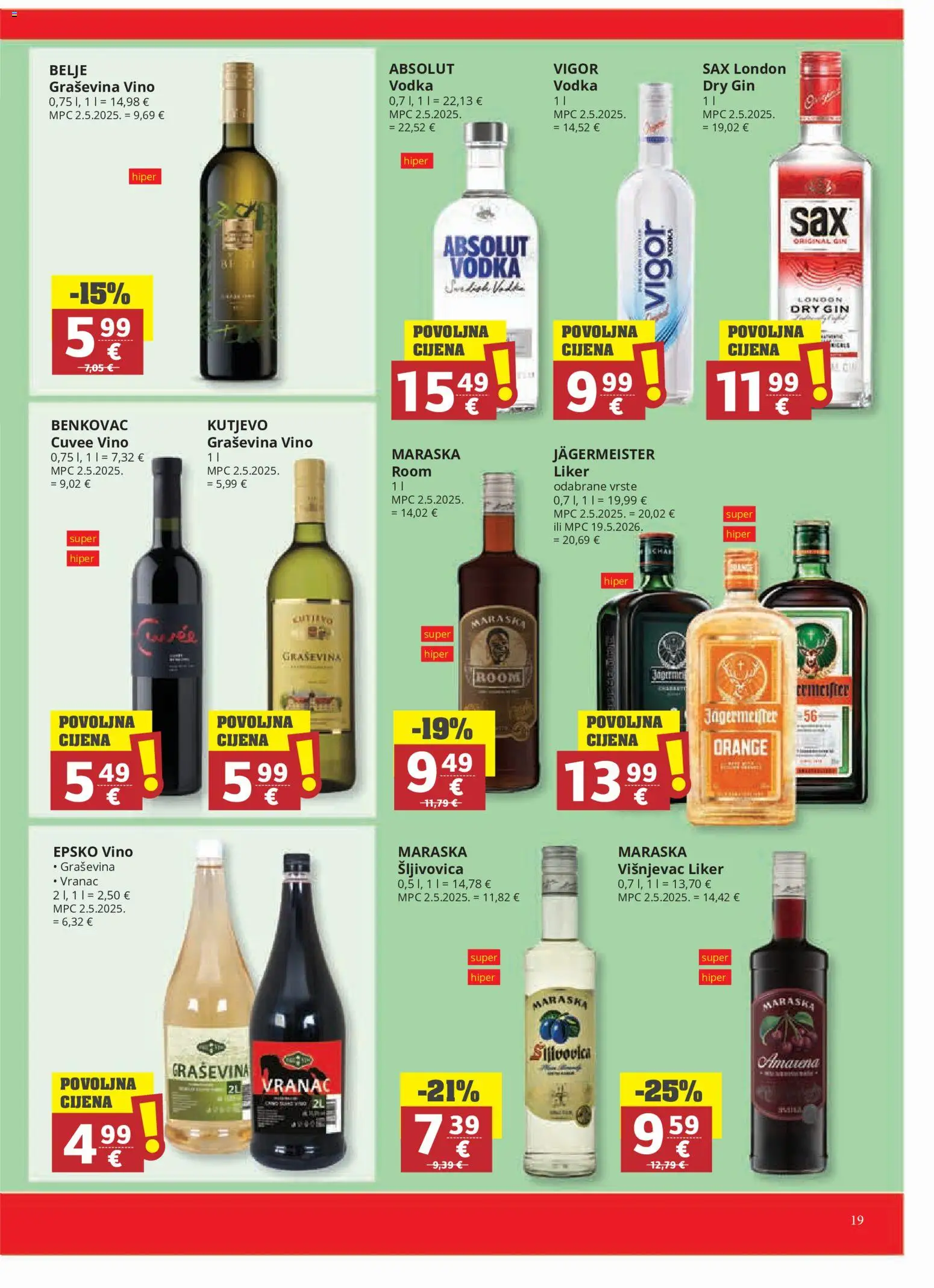 Ultra Gros katalog | vrijedi od 14.07.2026 | Stranica: 19 | Proizvodi: Jägermeister, Gin, Liker, Vodka