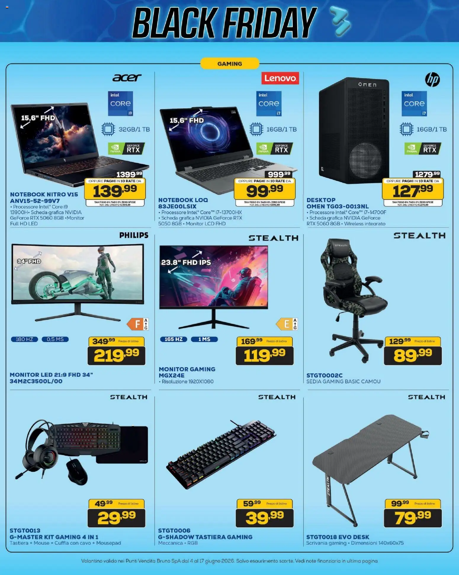 Volantino BRUNO del 04.06.2026 | Pagina: 19 | Prodotti: Monitor, Notebook, Sedia, Scrivania